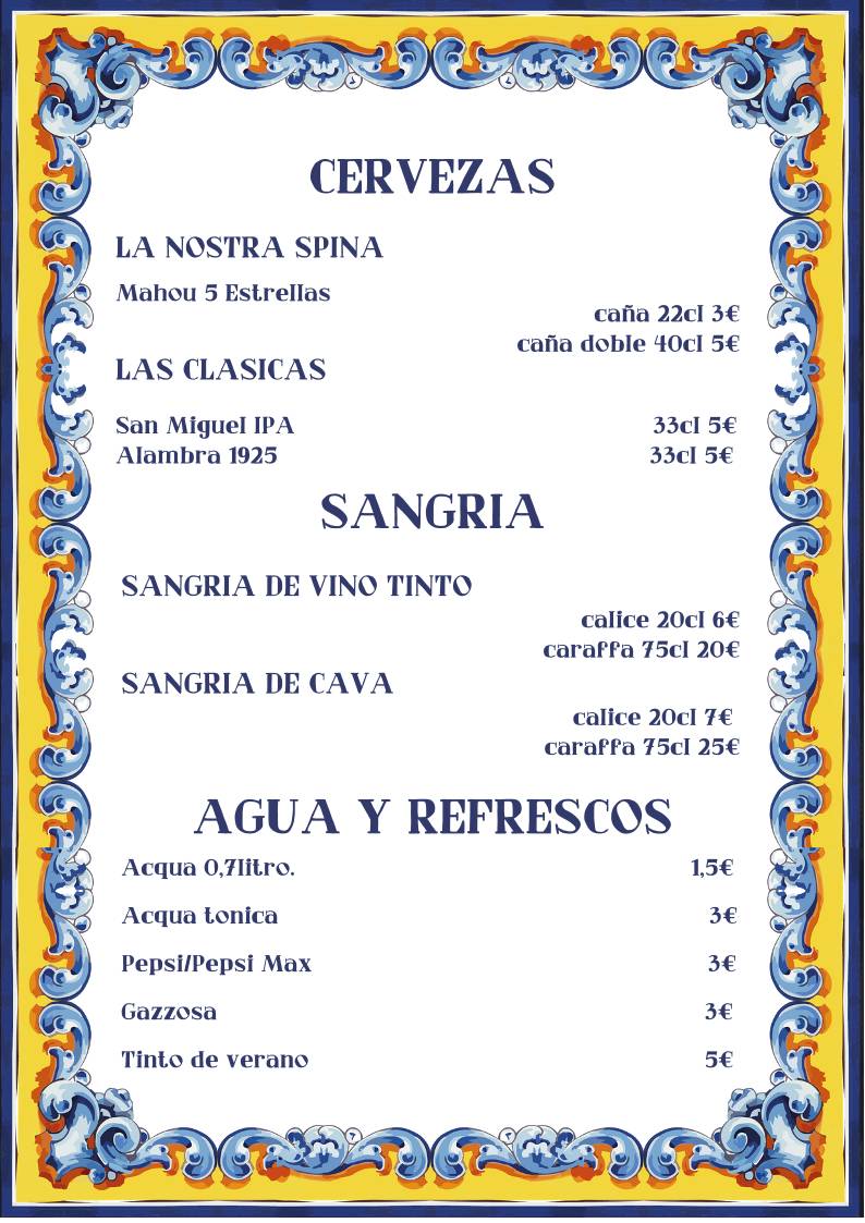 Menu di Taberna Española 