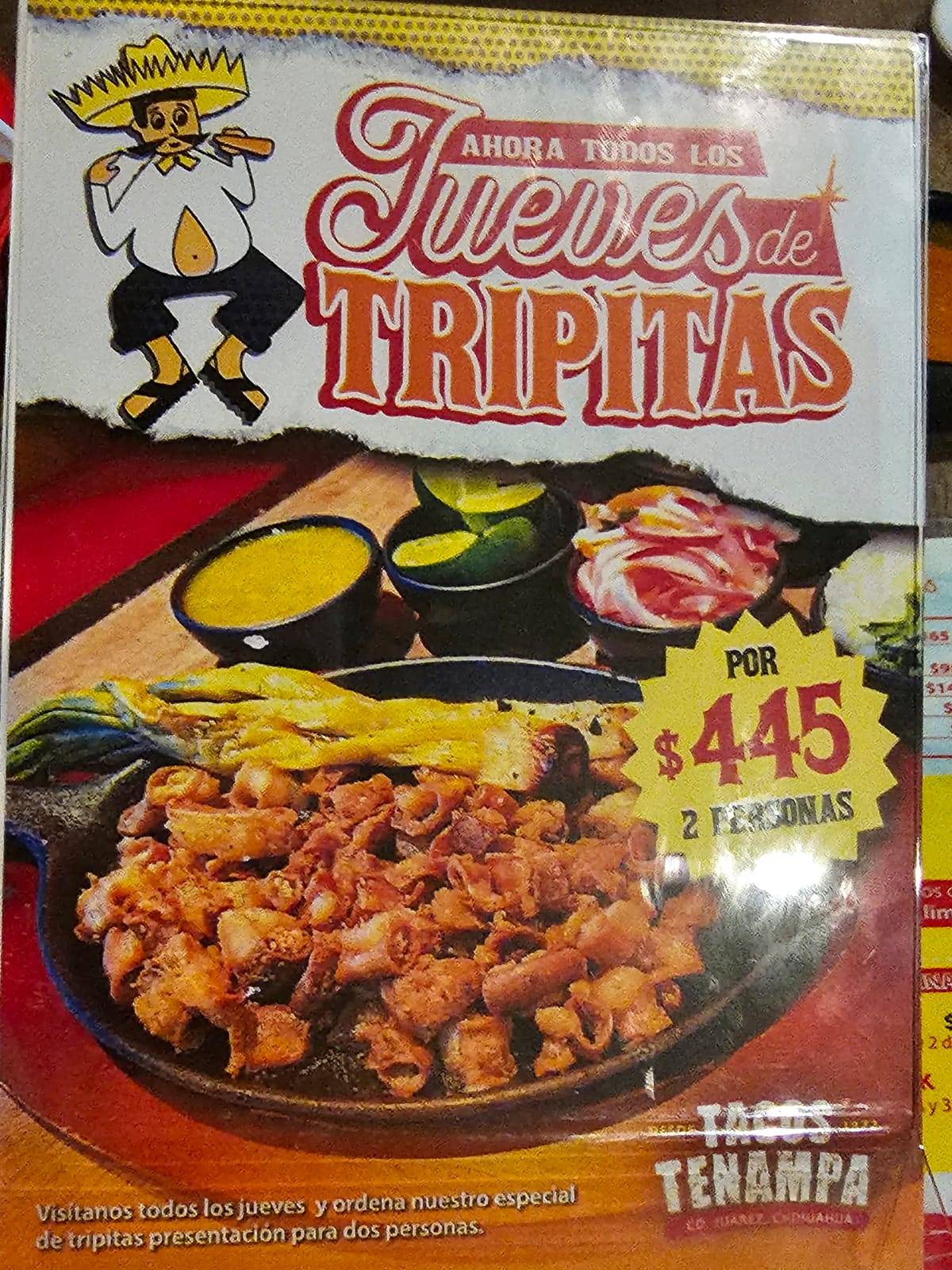Carta del restaurante Tacos Tenampa, Ciudad Juarez