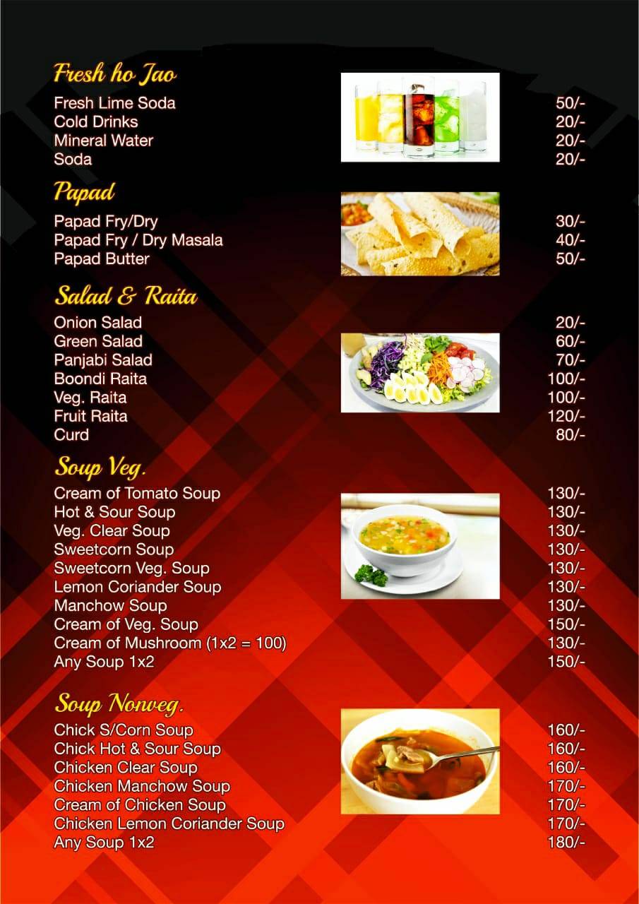 Tadka family restaurant menu