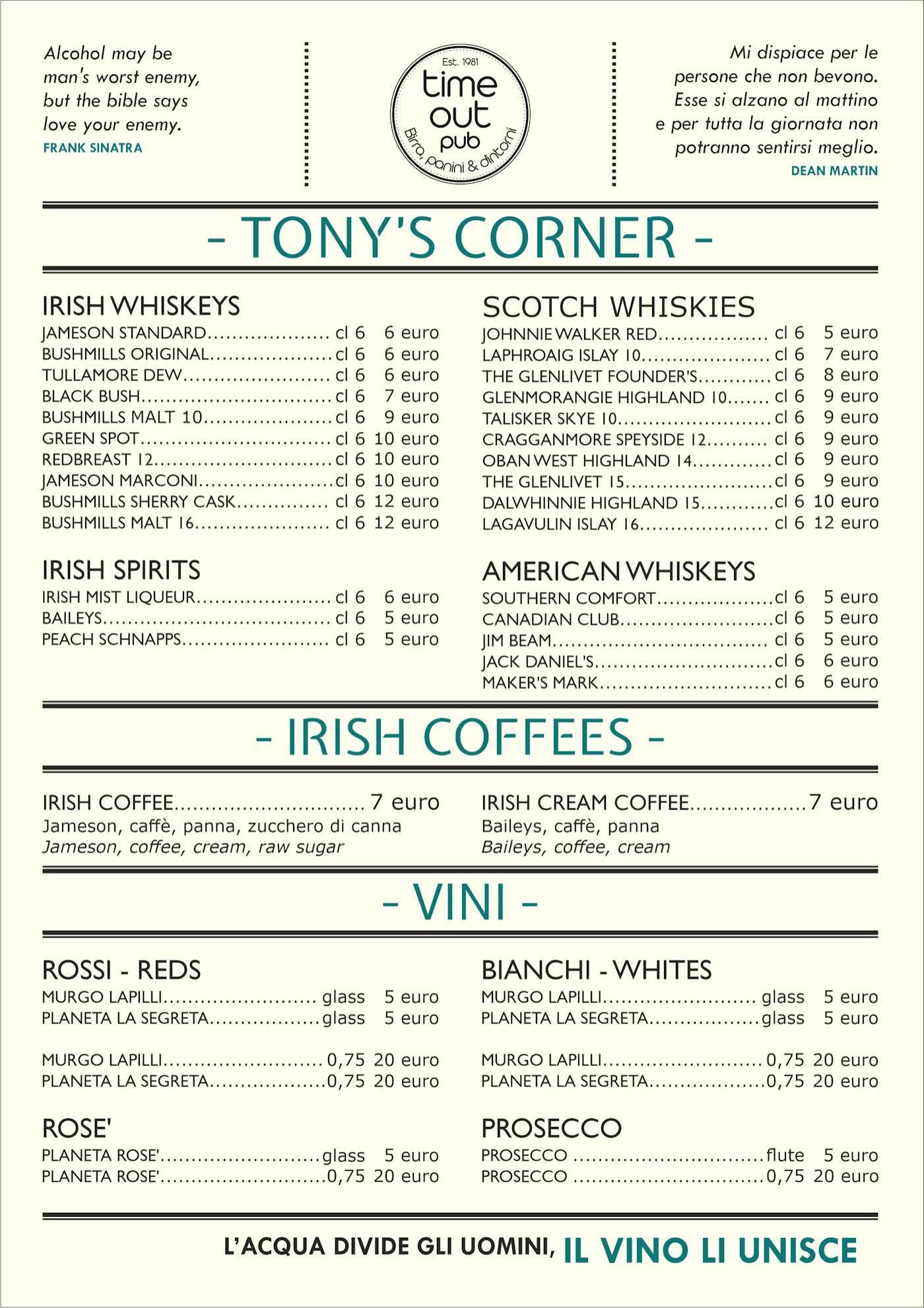 Menu di Time Out Pub 