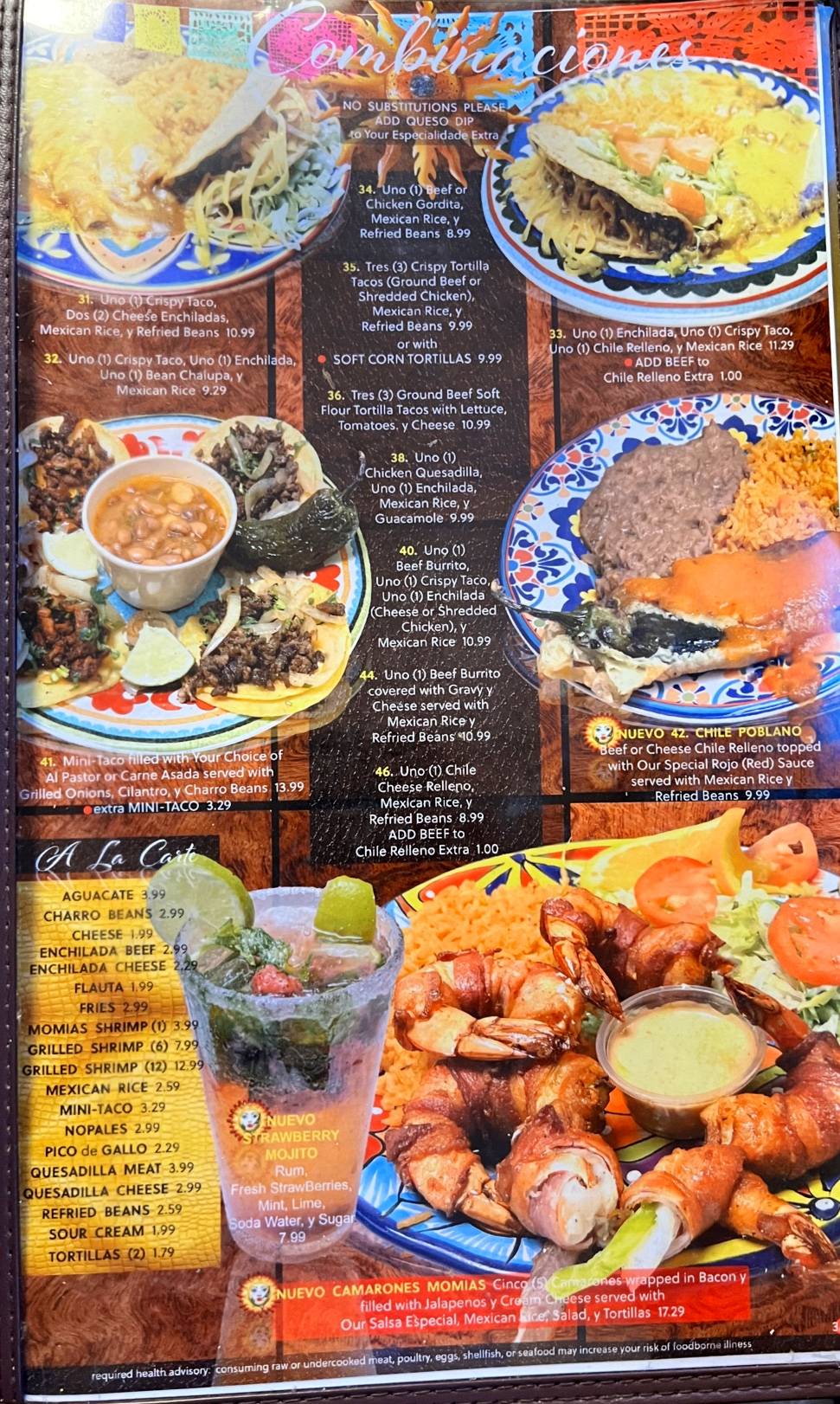 Menu at Taqueria Jalisco restaurant, Lubbock, Avenue Q