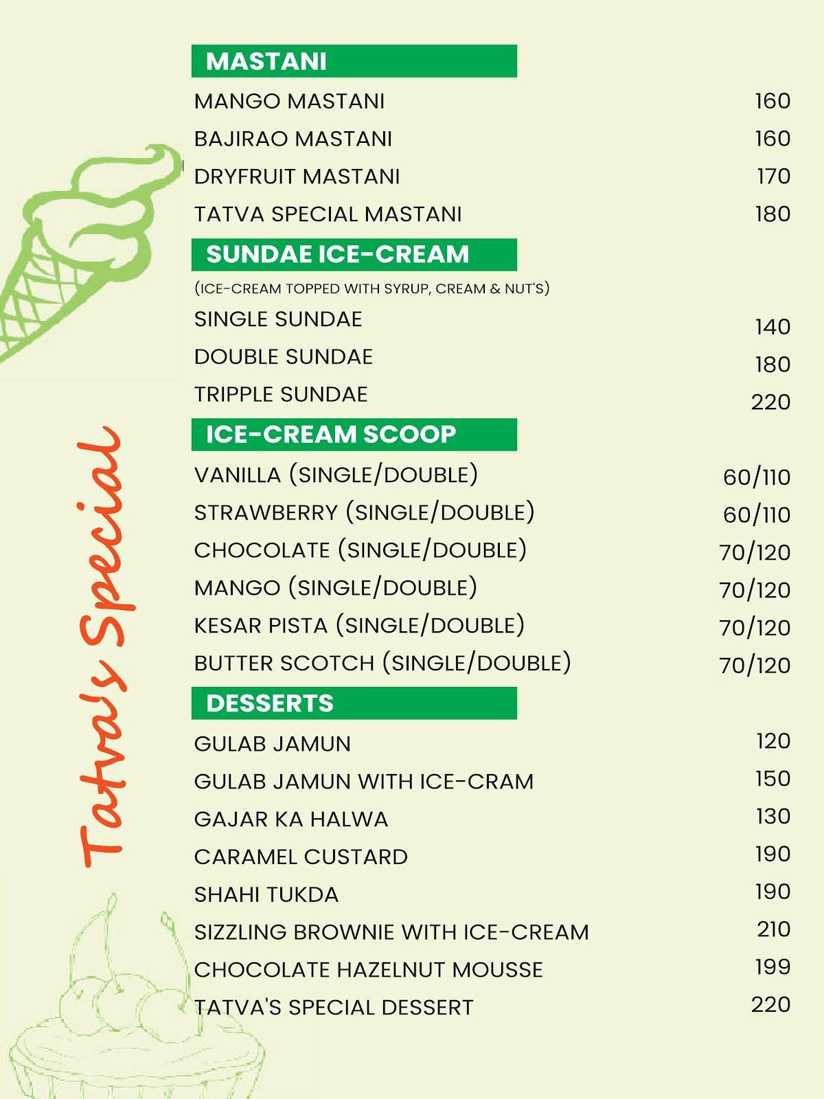 Tatva Restaurant and Cafe menu