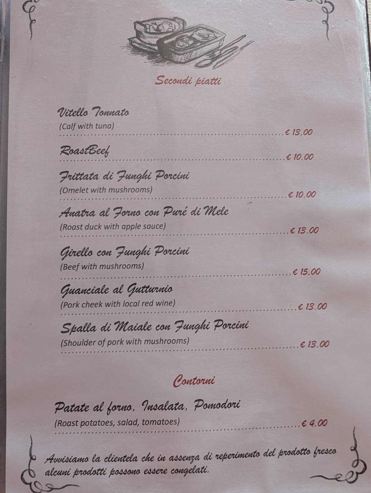 Menu di Taverna Al Castello 