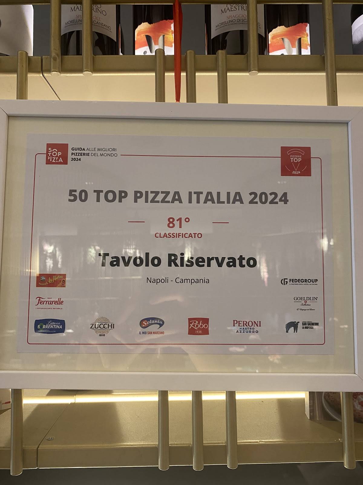 Menu di Tavolo Riservato Pizzeria 