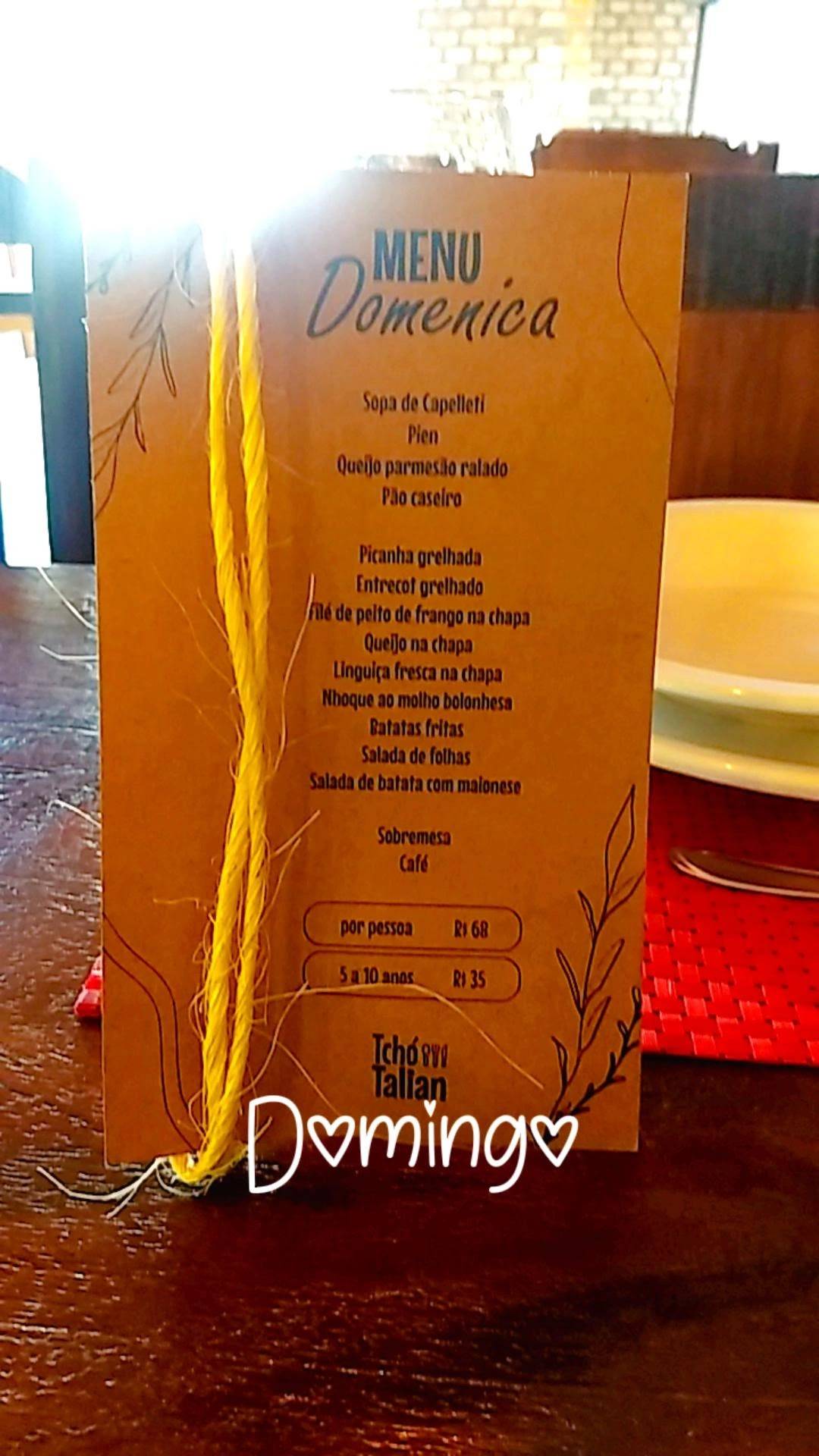 Tchó Talian Ristorante cardápio