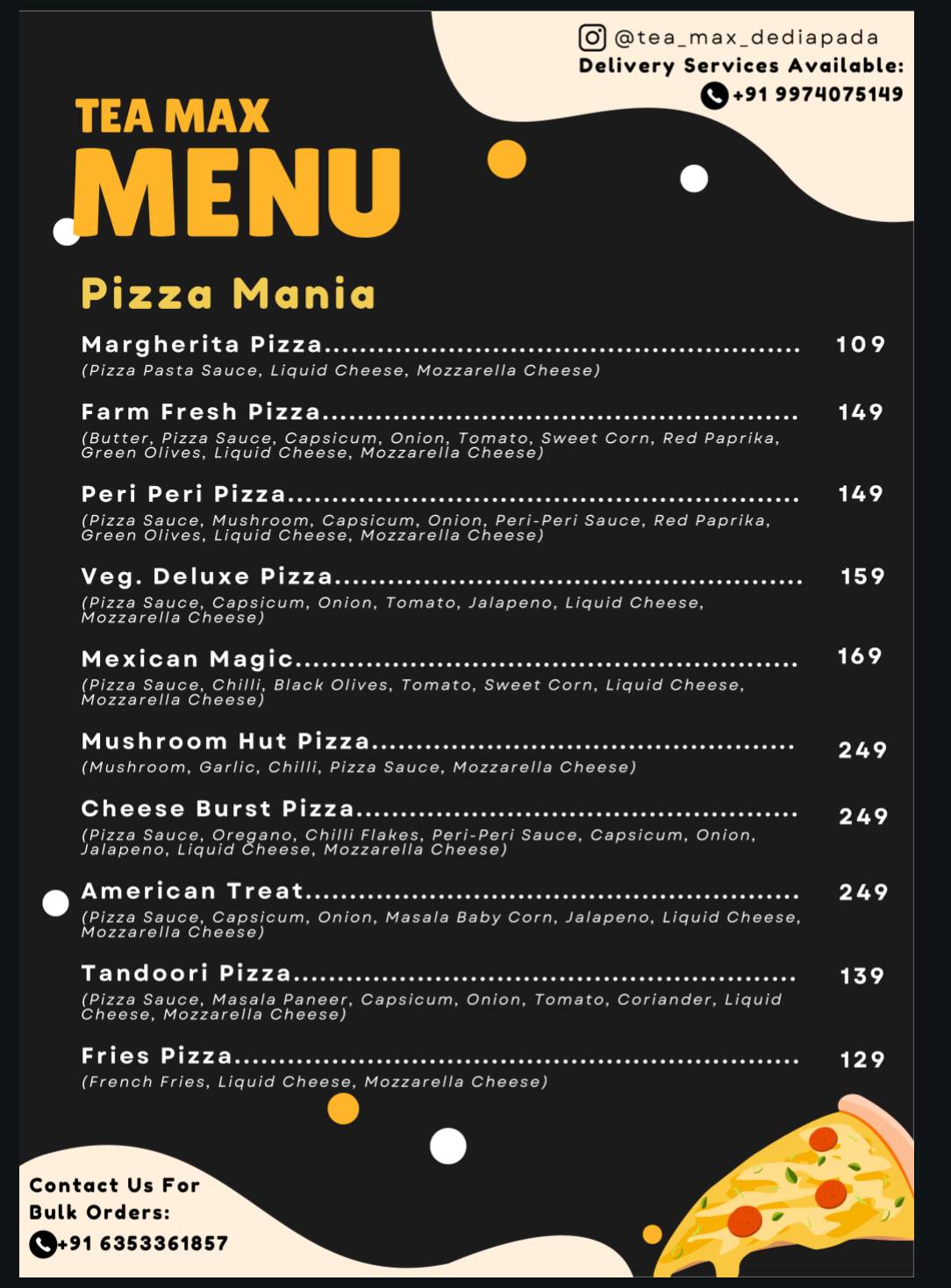 Tea Max Cafe menu
