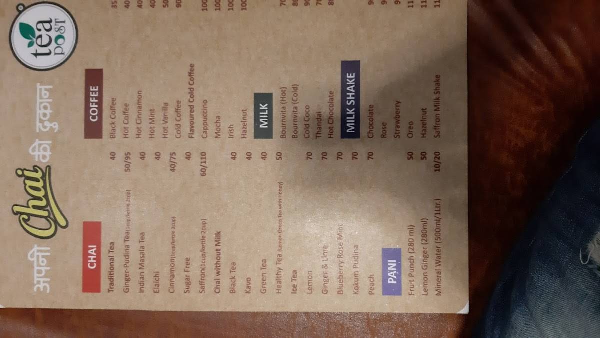 Tea Post - Apni Chai Ki Dukaan Best Cafe, Tea Cafe, Pocket Friendly Cafe menu