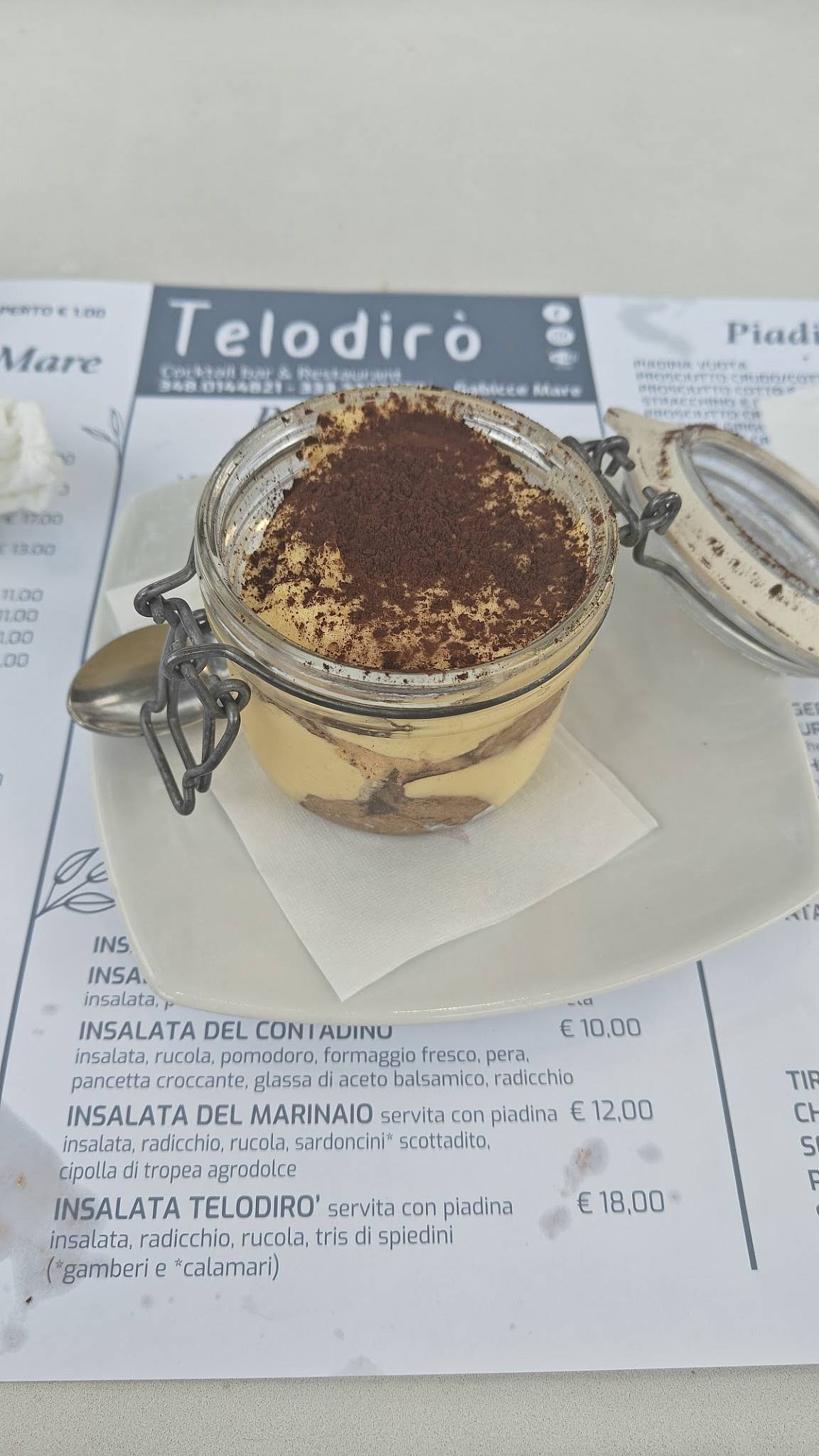 Menu di Bar Ristorante Telodirò 