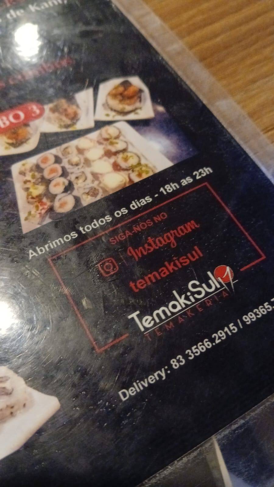Temakisul cardápio