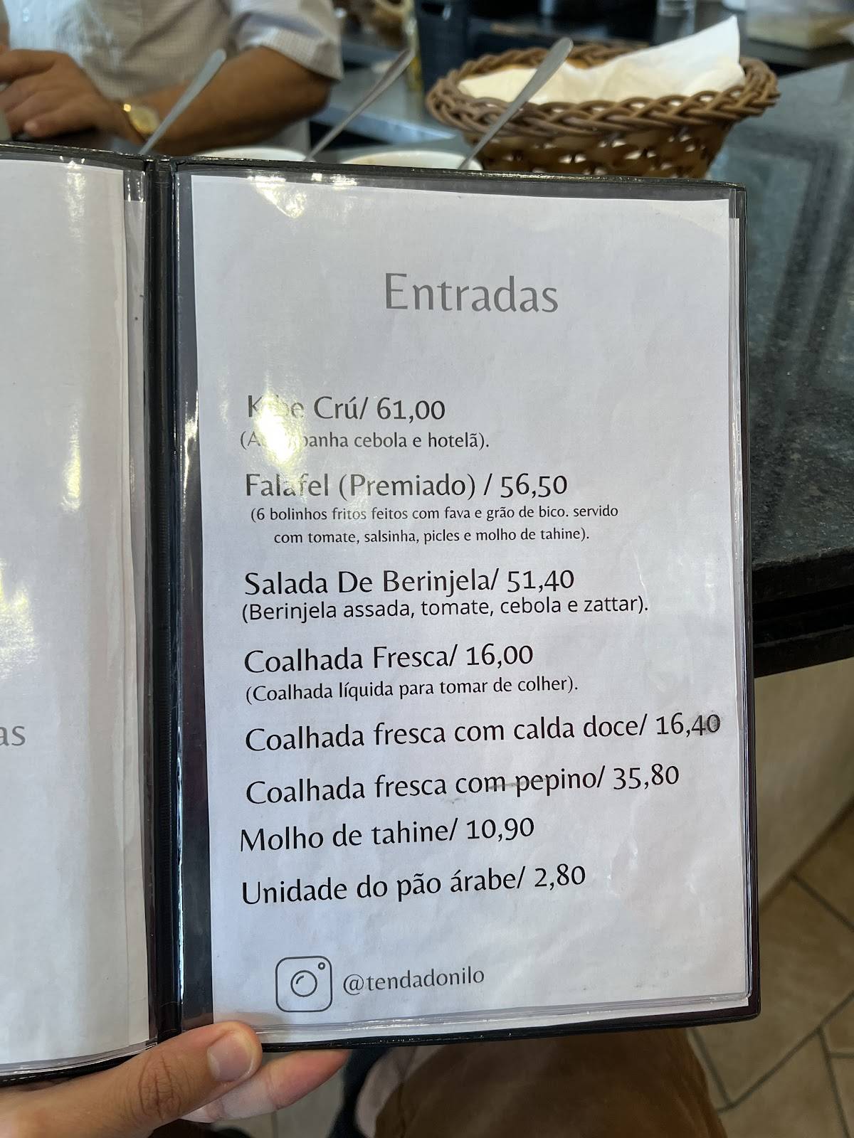 Tenda do Nilo cardápio