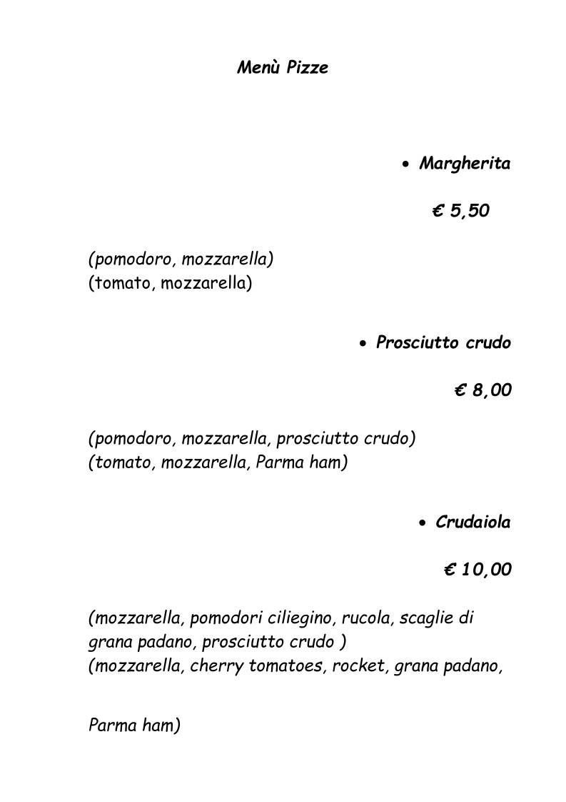 Menu di Miseria e Nobiltà 