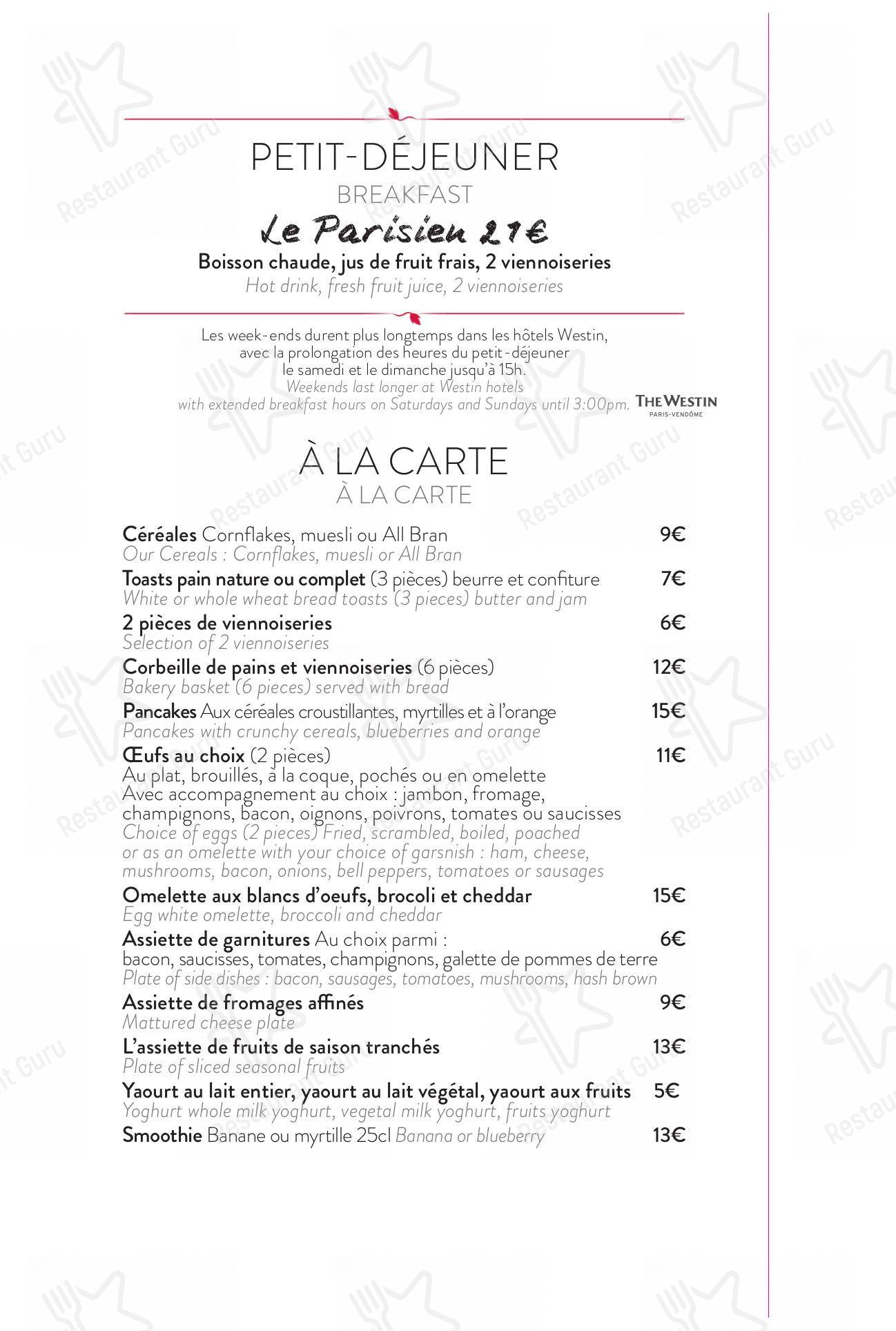 Menu pour Terrasse Eugénie - 菜单