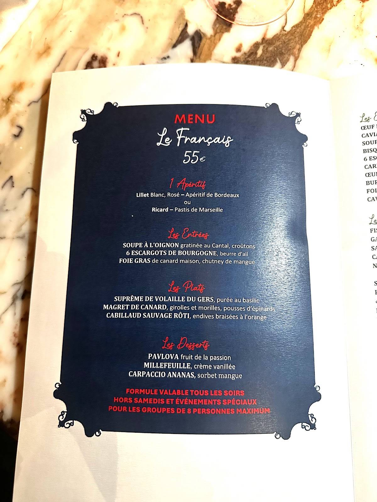 Menu de Alcazar