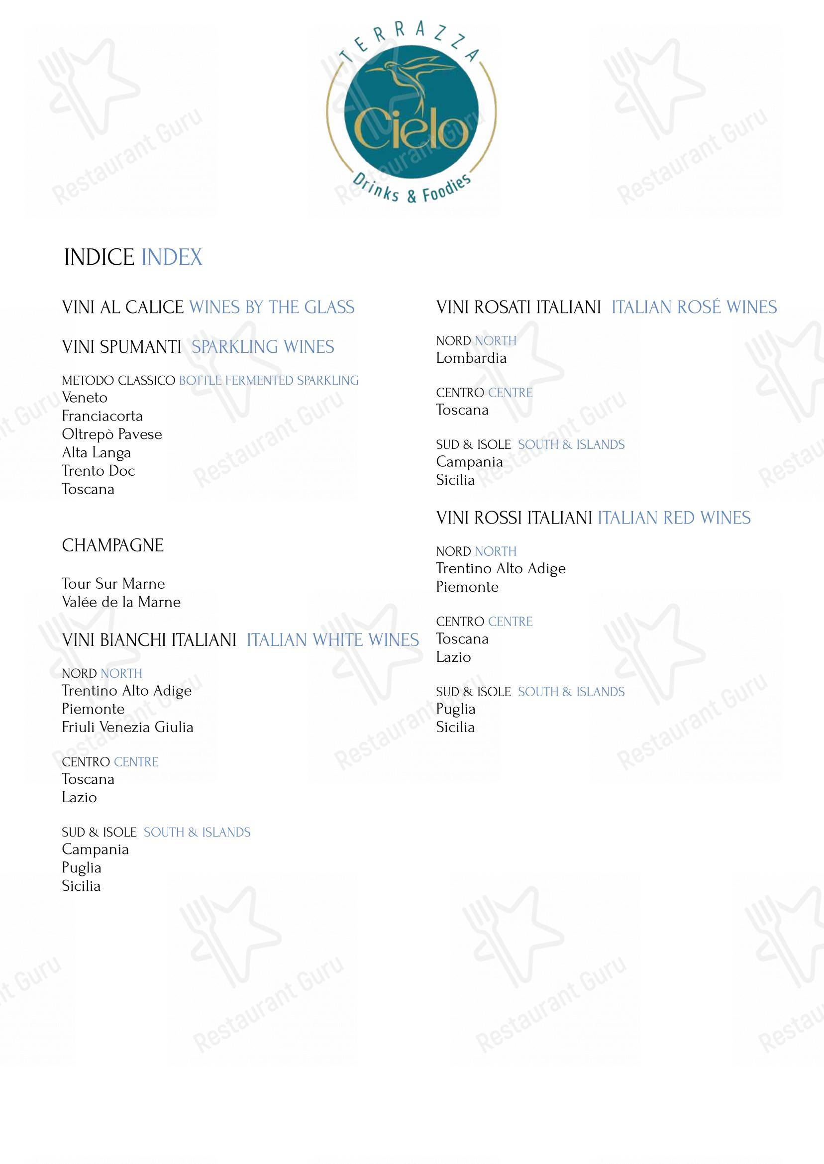 Menu di Terrazza Cielo - Restaurant & Lounge Bar - Детское