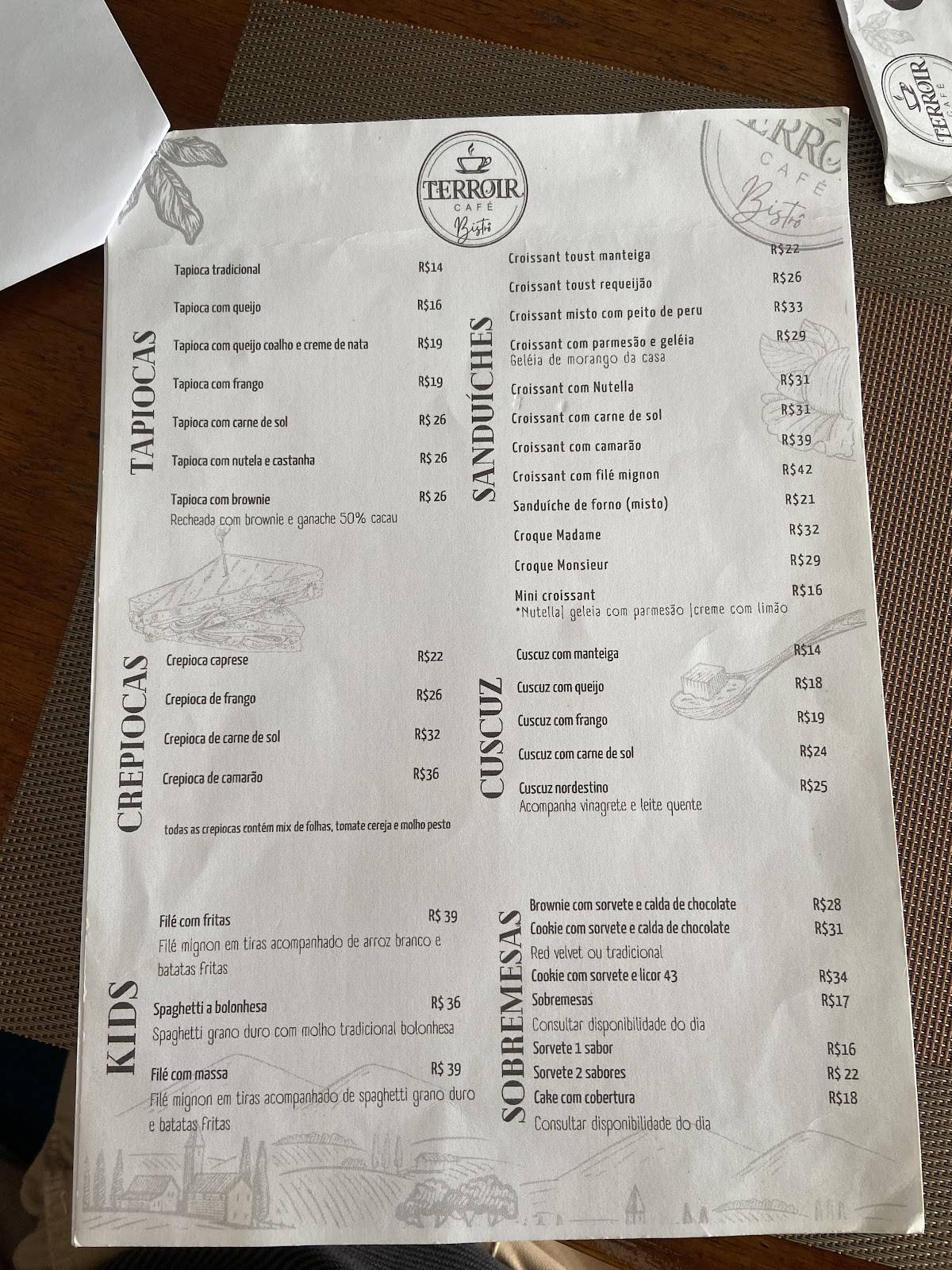 Terroir Café Bistrô cardápio