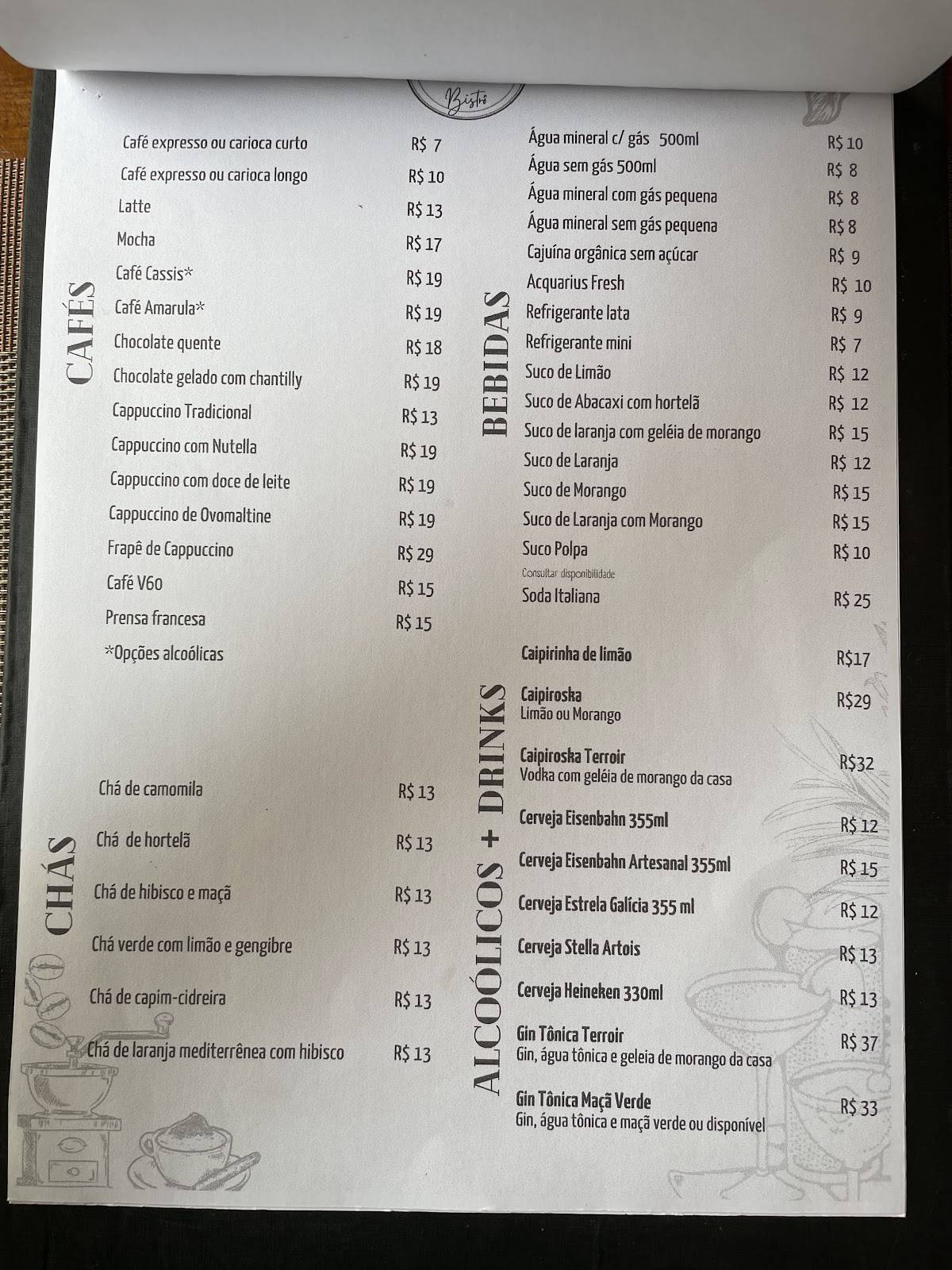 Terroir Café Bistrô cardápio
