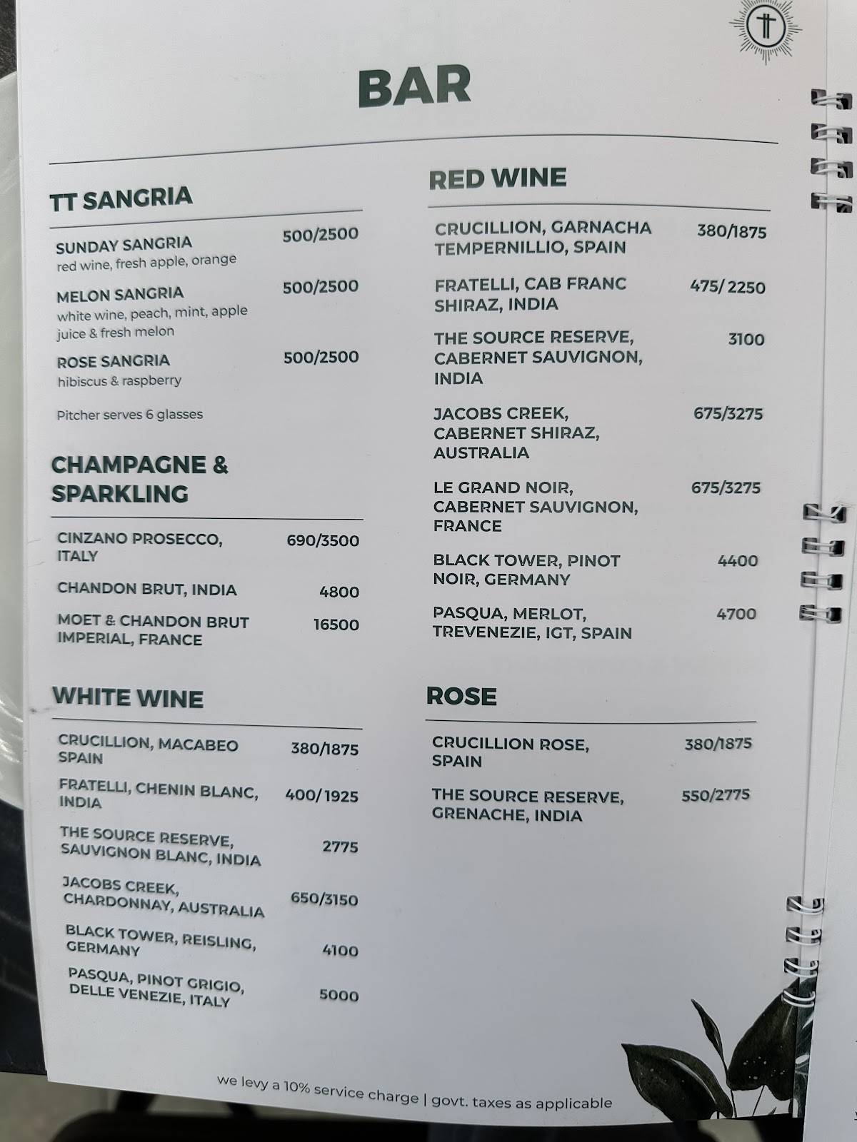 Terttulia Goa menu