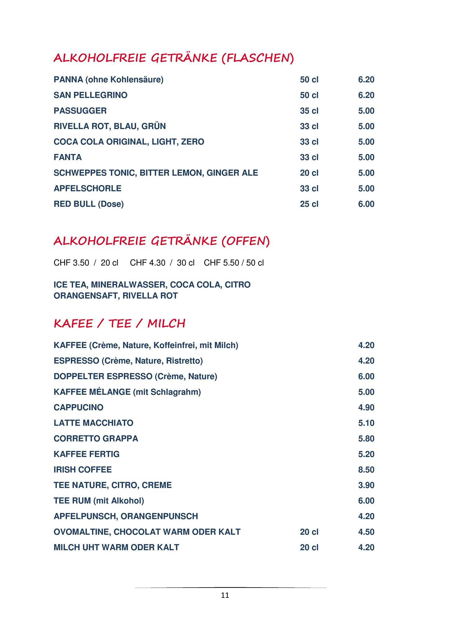Menu di Testarossa 