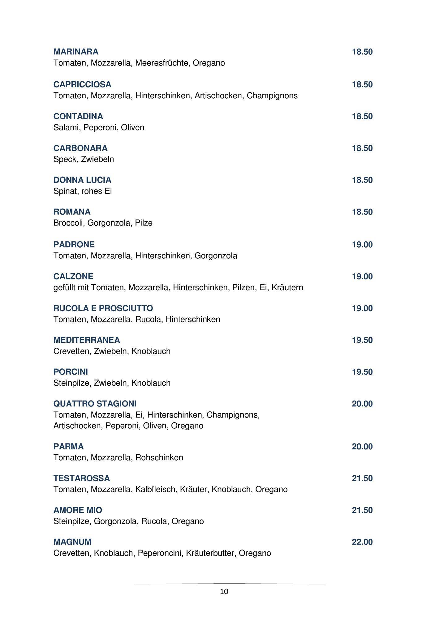 Menu di Testarossa 