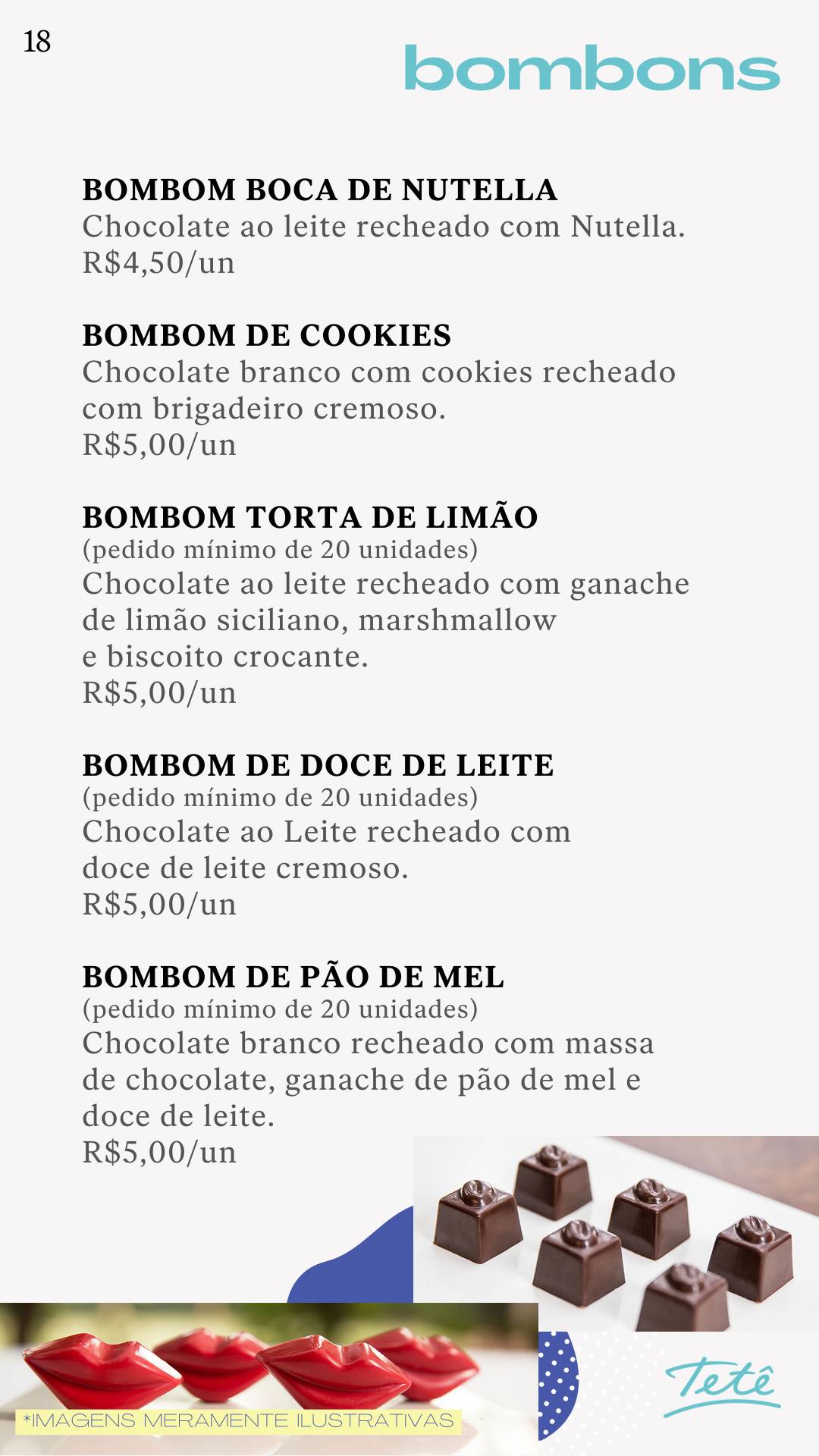 Tetê Confeitaria Villaggio Mall cardápio
