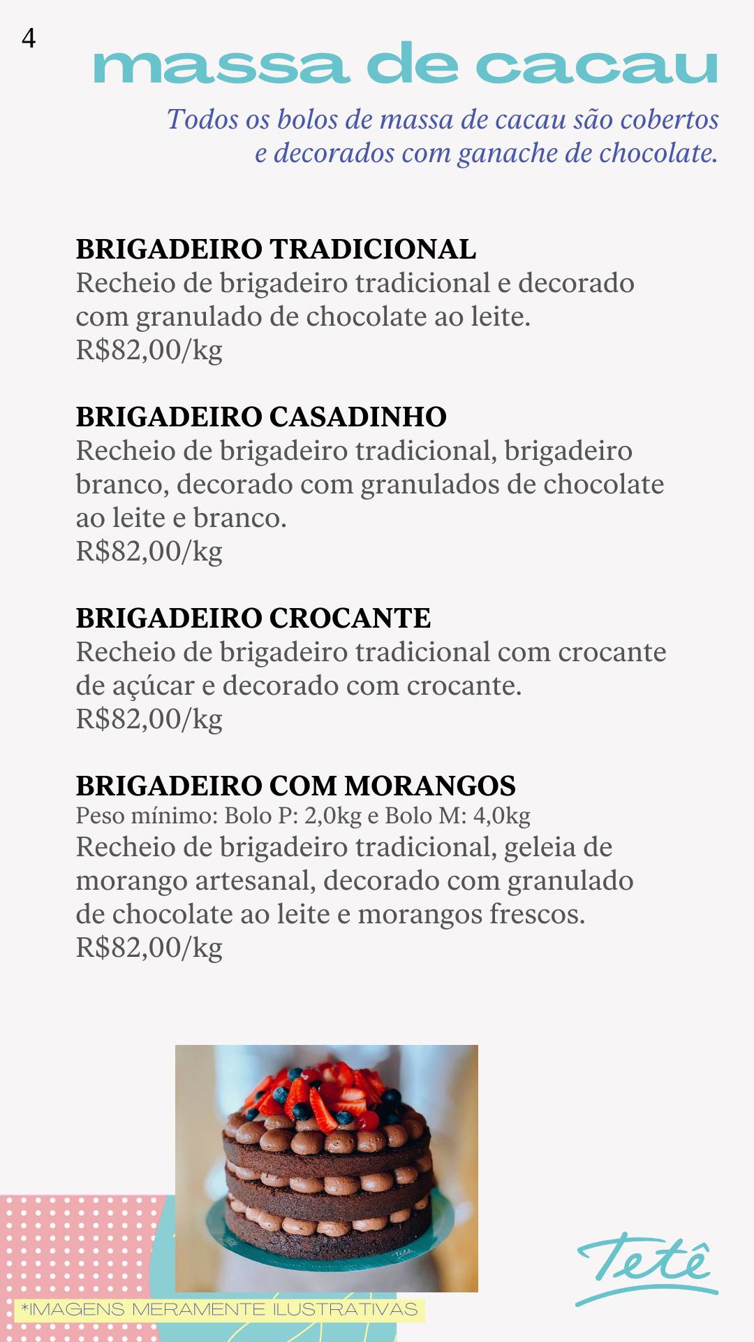 Tetê Confeitaria Villaggio Mall cardápio