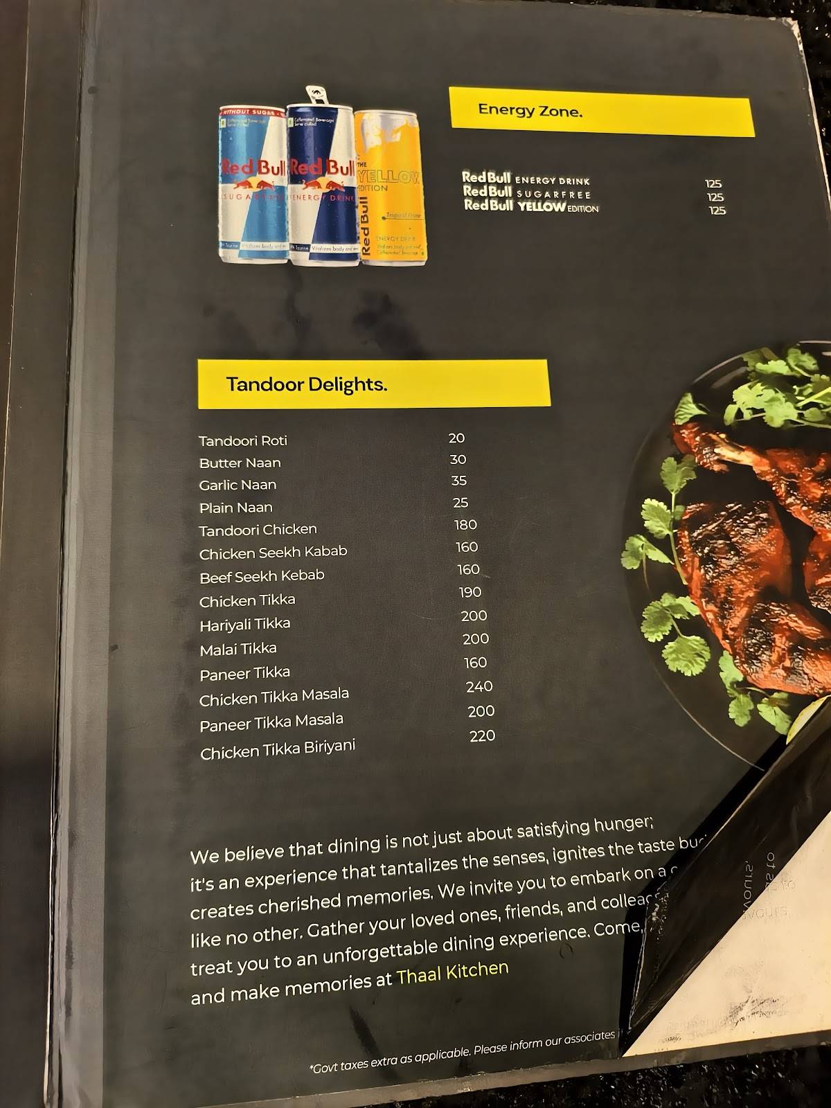 Thaal Kitchen menu