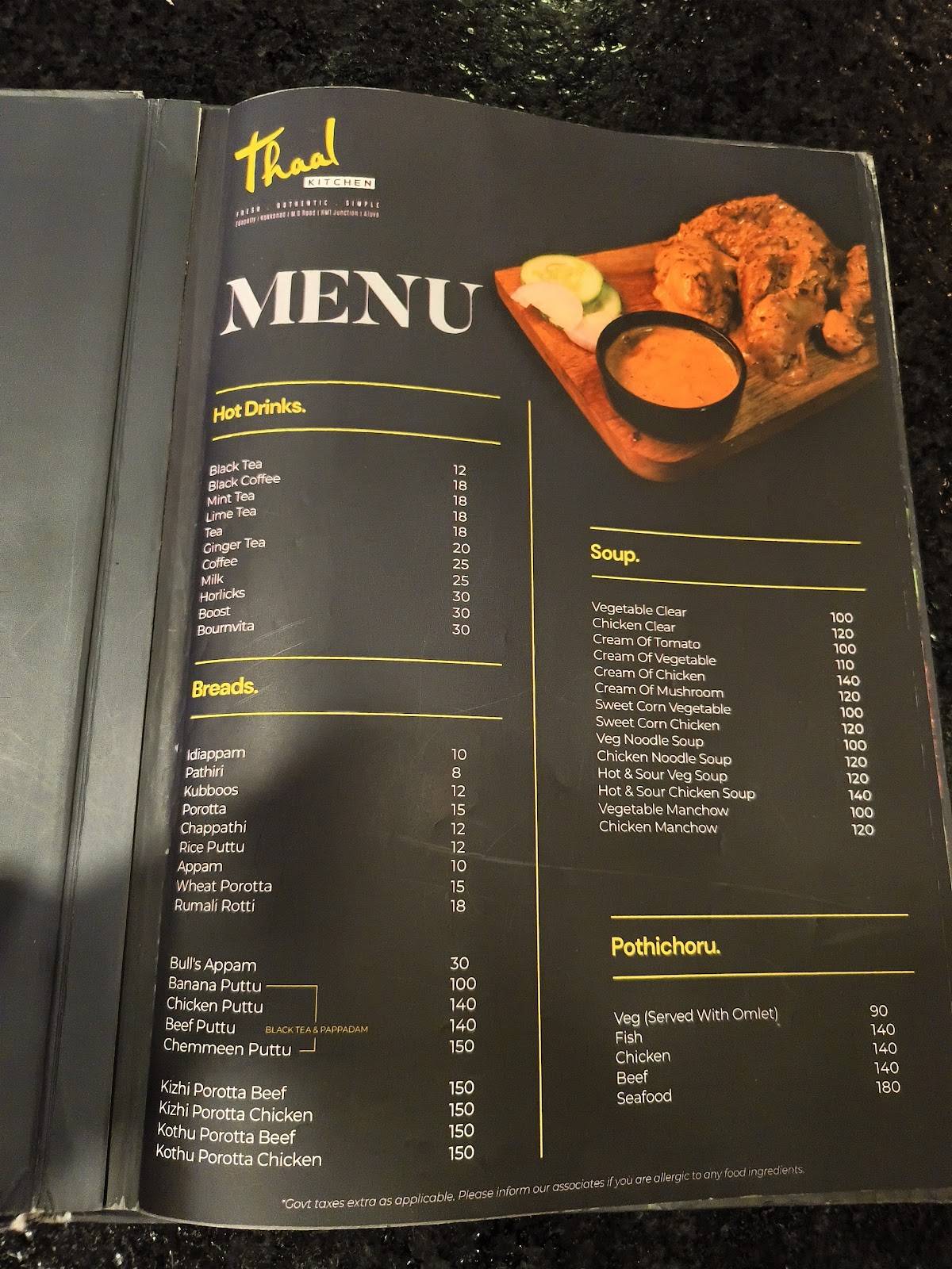 Thaal Kitchen menu