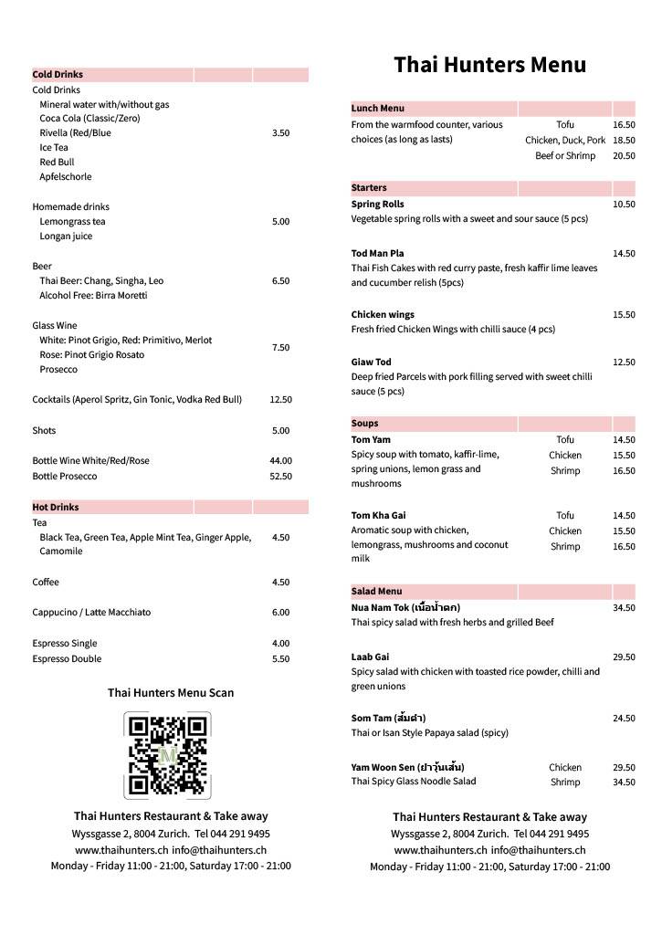 Menu di Thai Hunters Restaurant & Take Away 