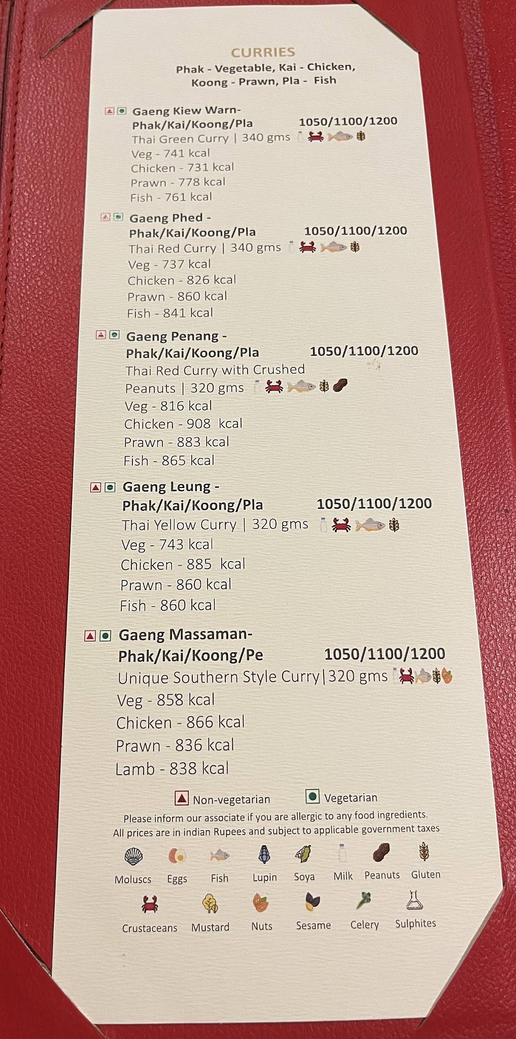 Thai Pavilion menu