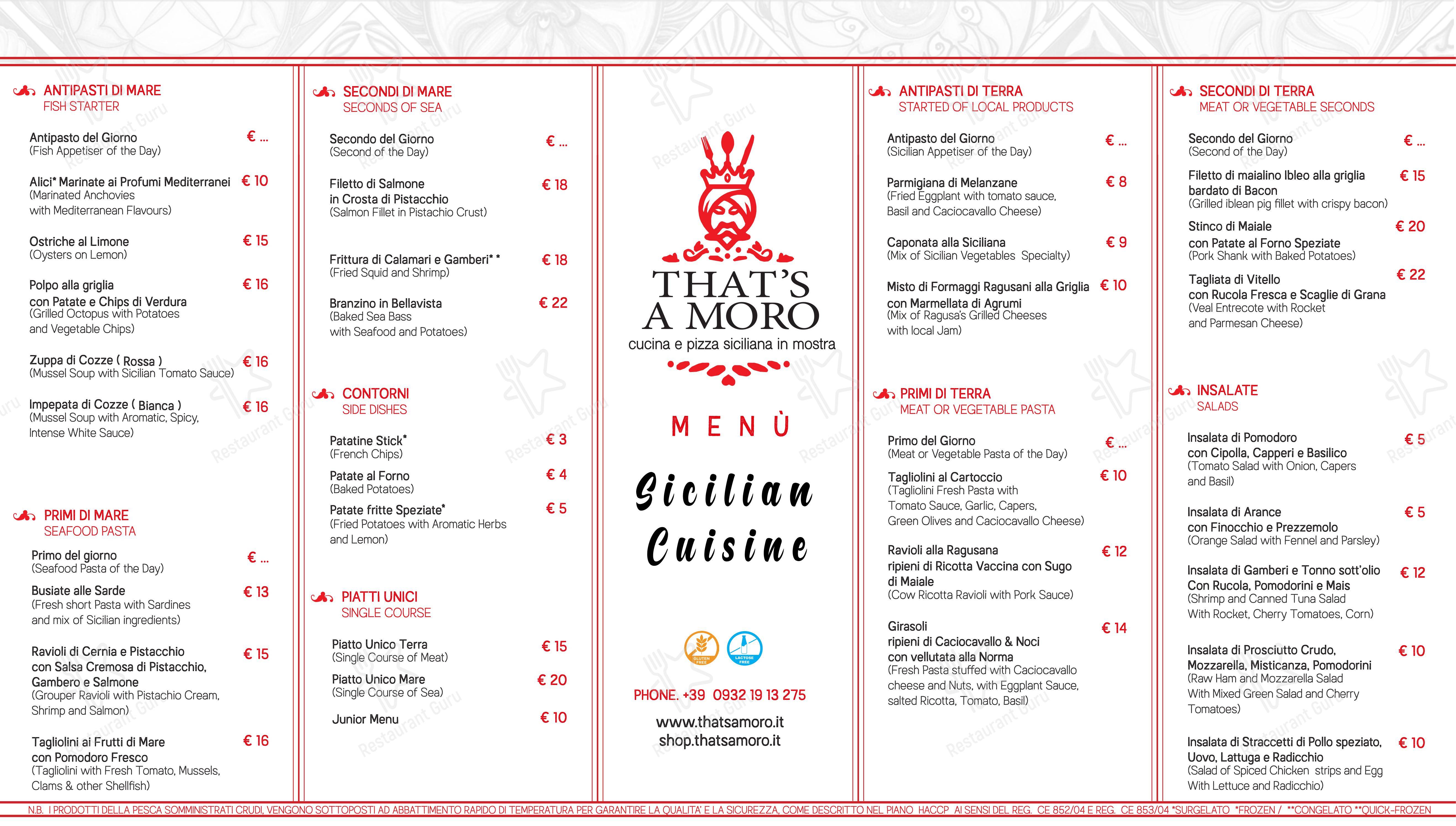 Menu di That's a Moro - Menu bar