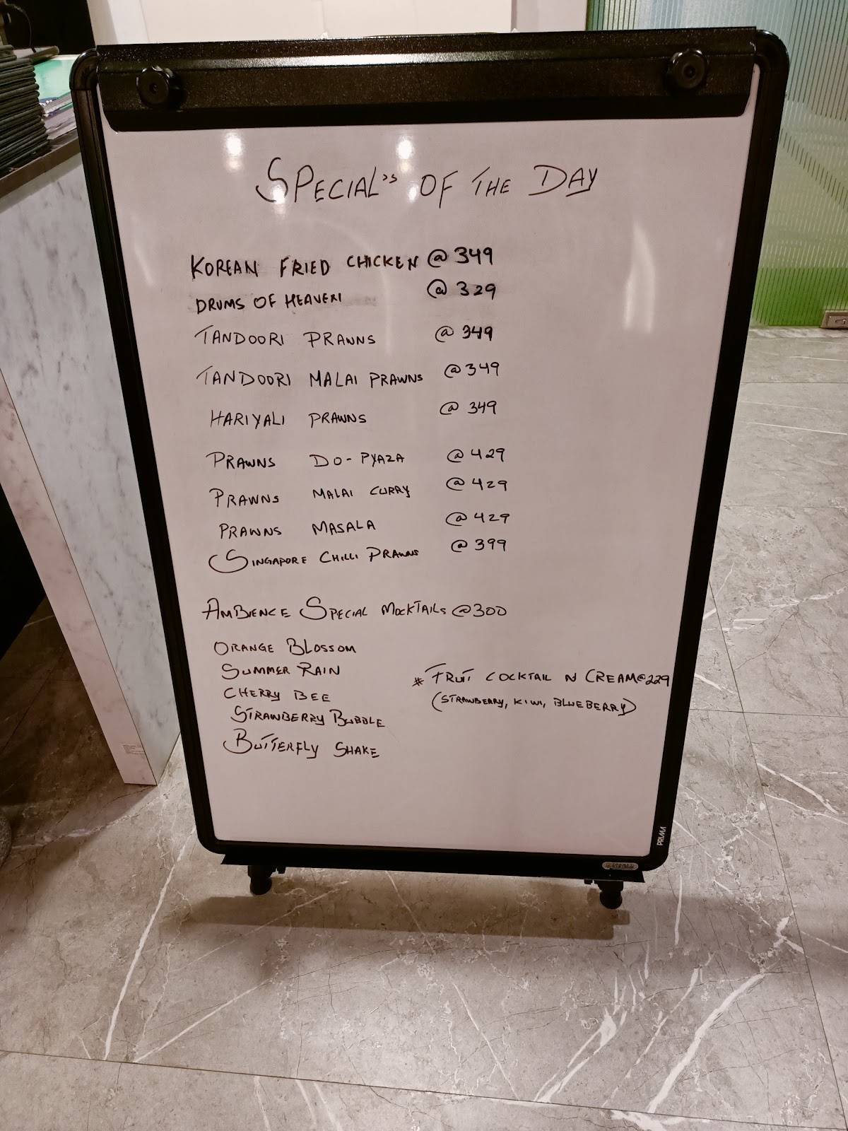 The Ambience Fine Dinning menu