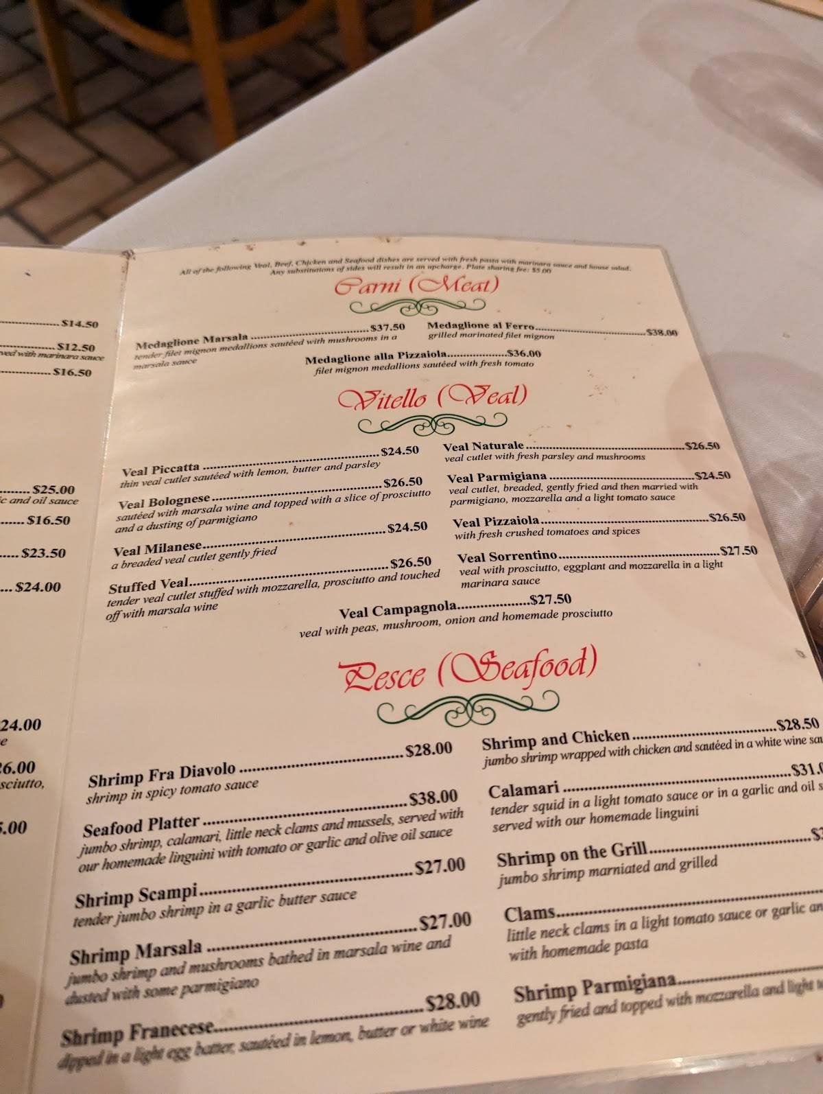 Menu at The Appian Way restaurant, Schenectady