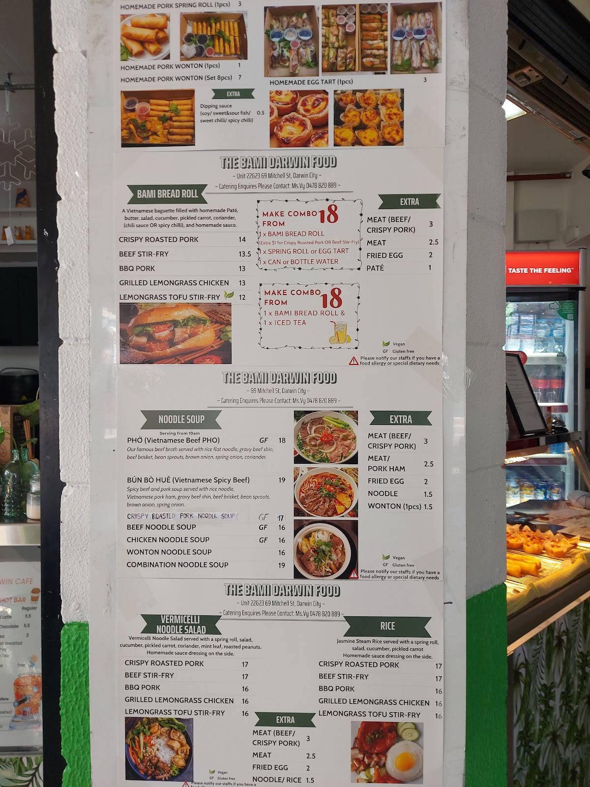 Menu at The BAMI Darwin City restaurant, Darwin City