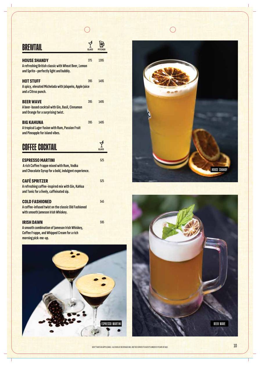 The Beer Café menu