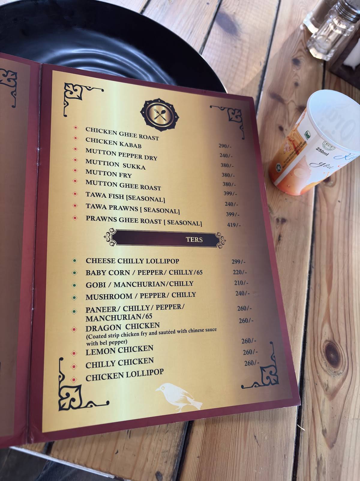 The Border Bells menu