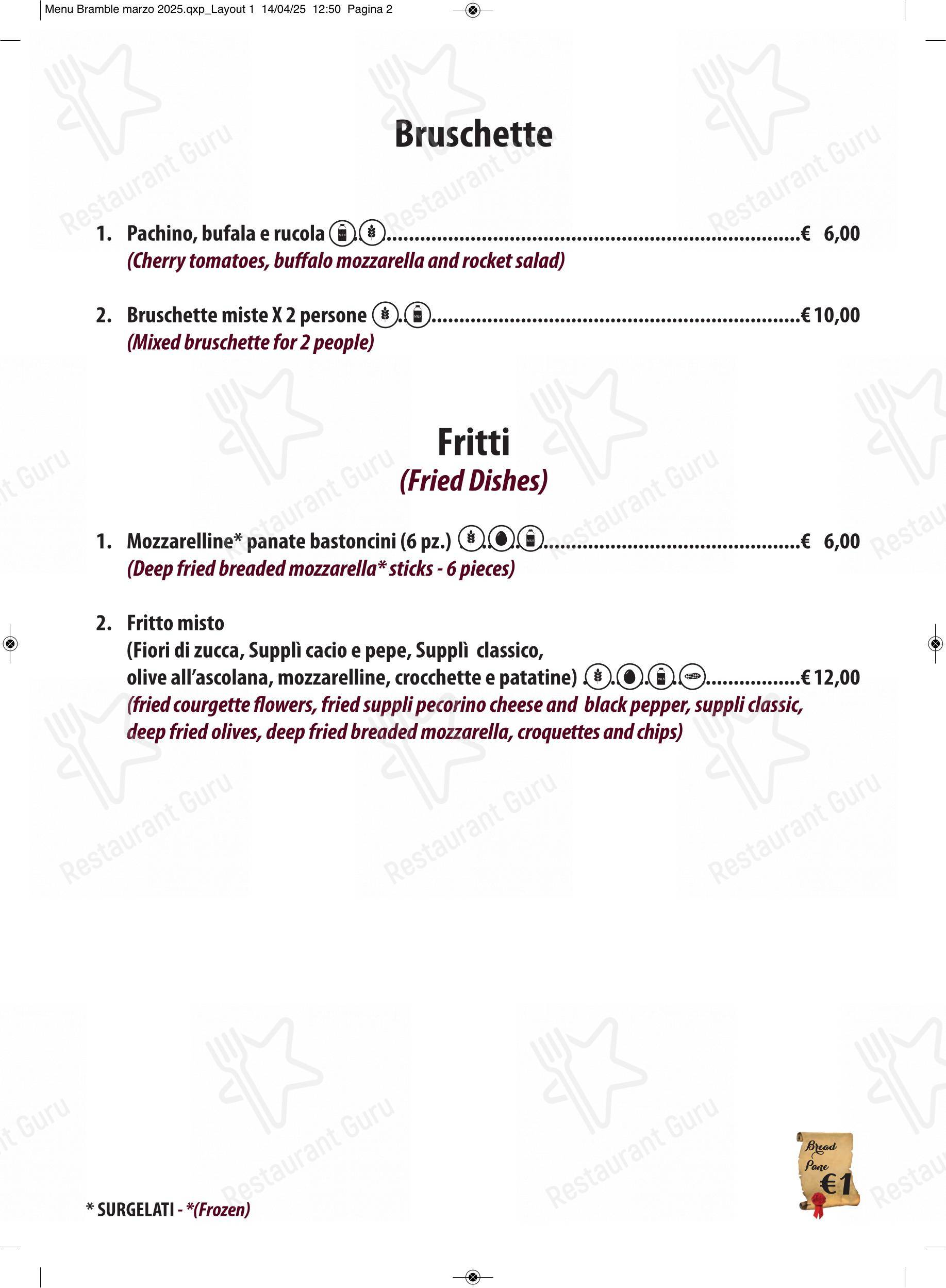Menu per The Bramble Bar & Kitchen in Roma