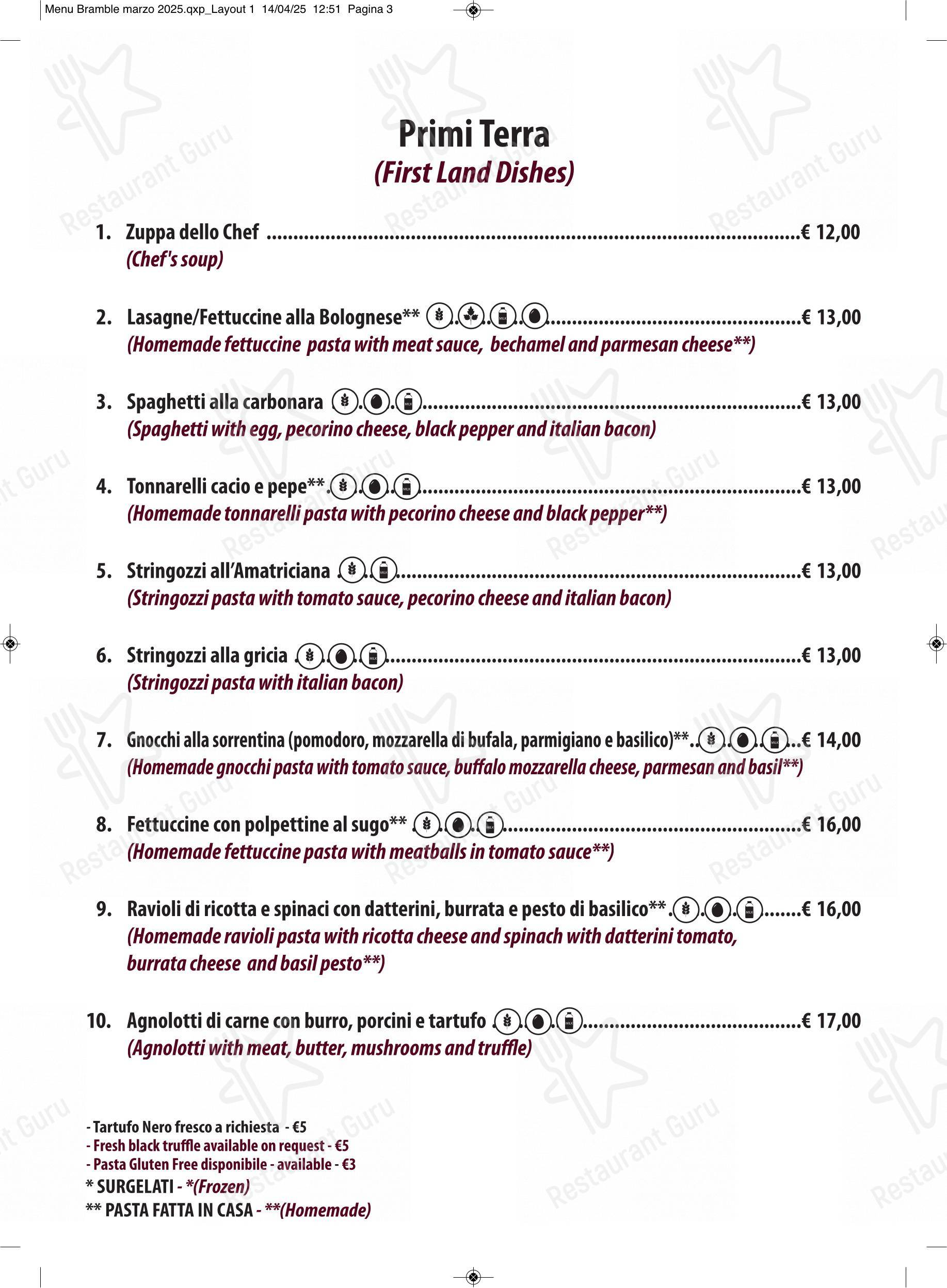 Menu per The Bramble Bar & Kitchen in Roma