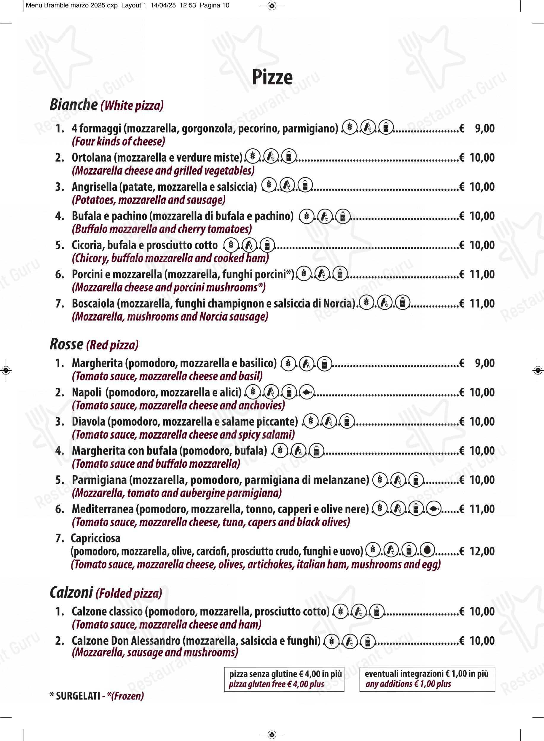 Menu per The Bramble Bar & Kitchen in Roma