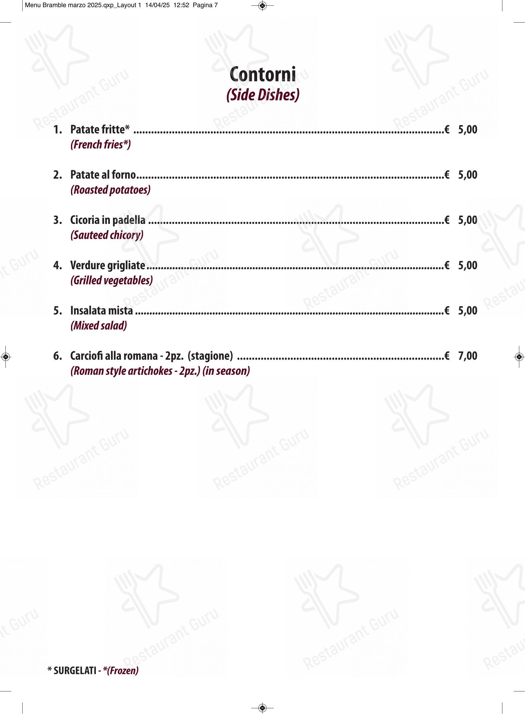 Menu per The Bramble Bar & Kitchen in Roma