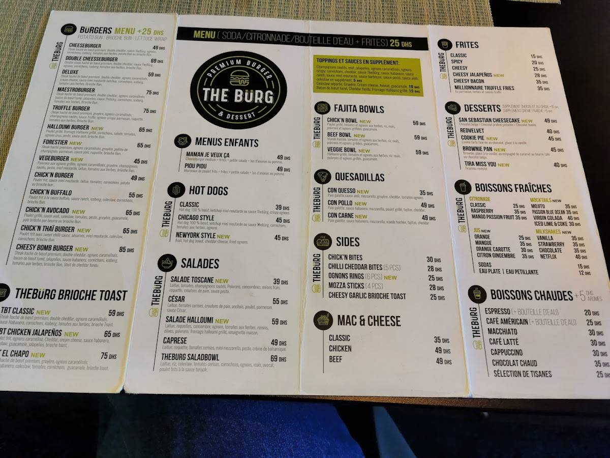 Menu de The Burg