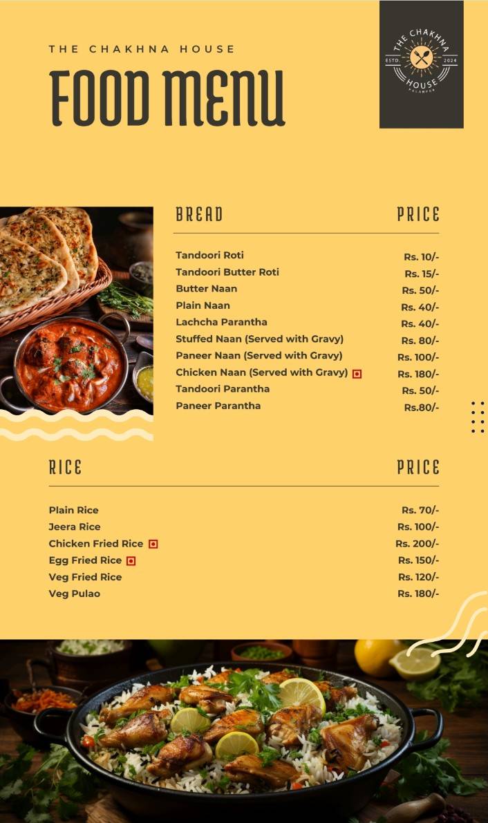 The Chakhna House menu