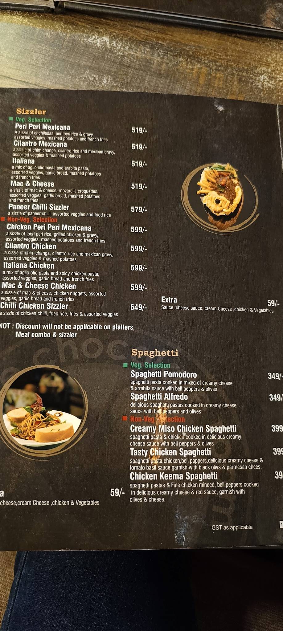 The Chocolate Room menu