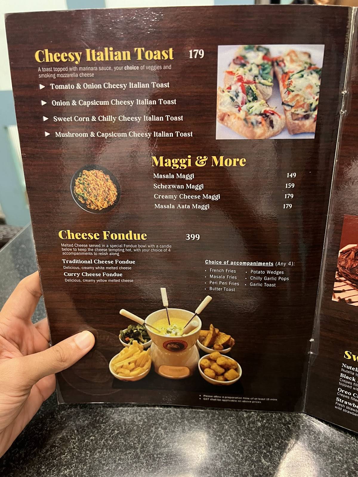 The Chocolate Room menu