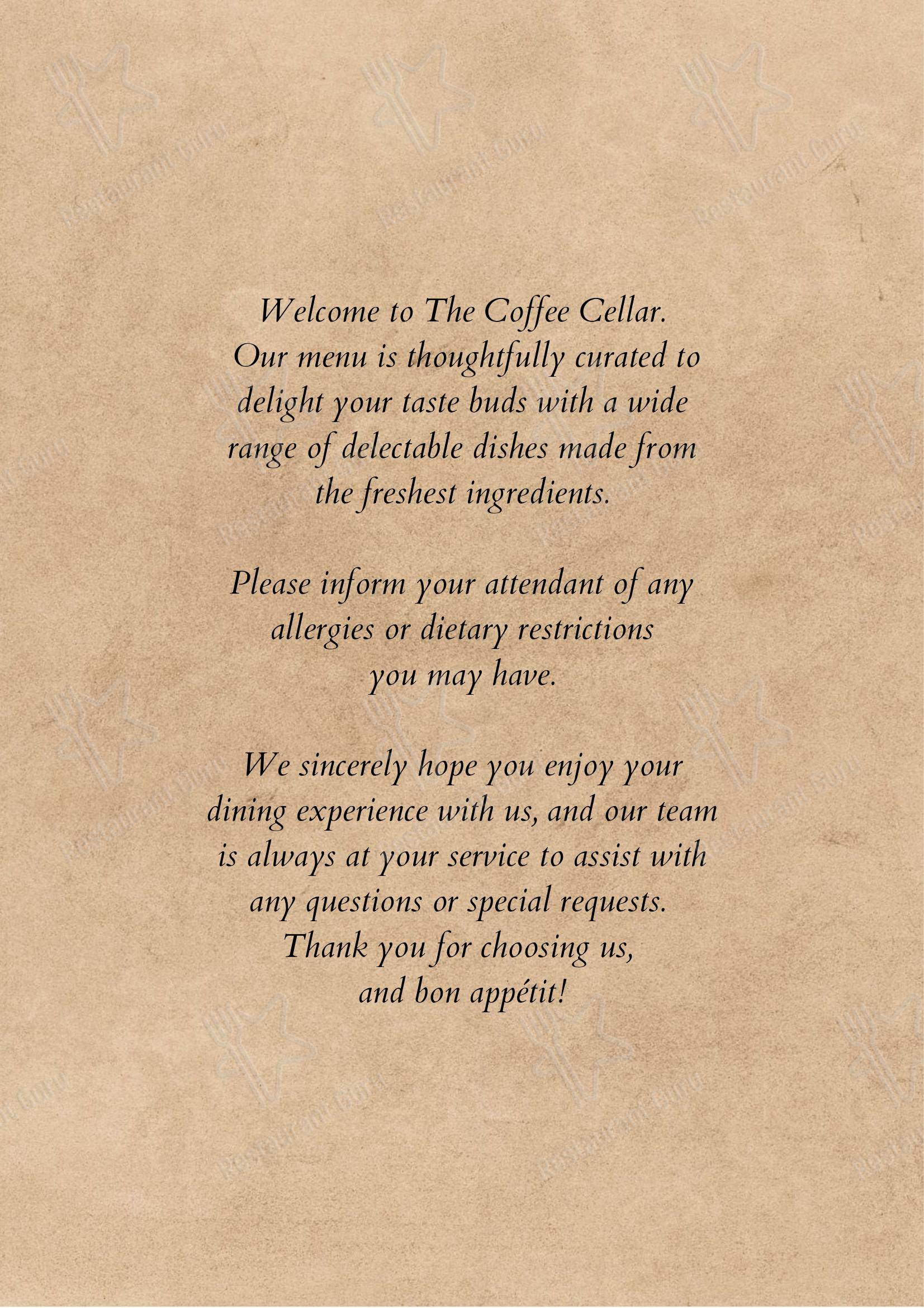 The Coffee Cellar - Menu