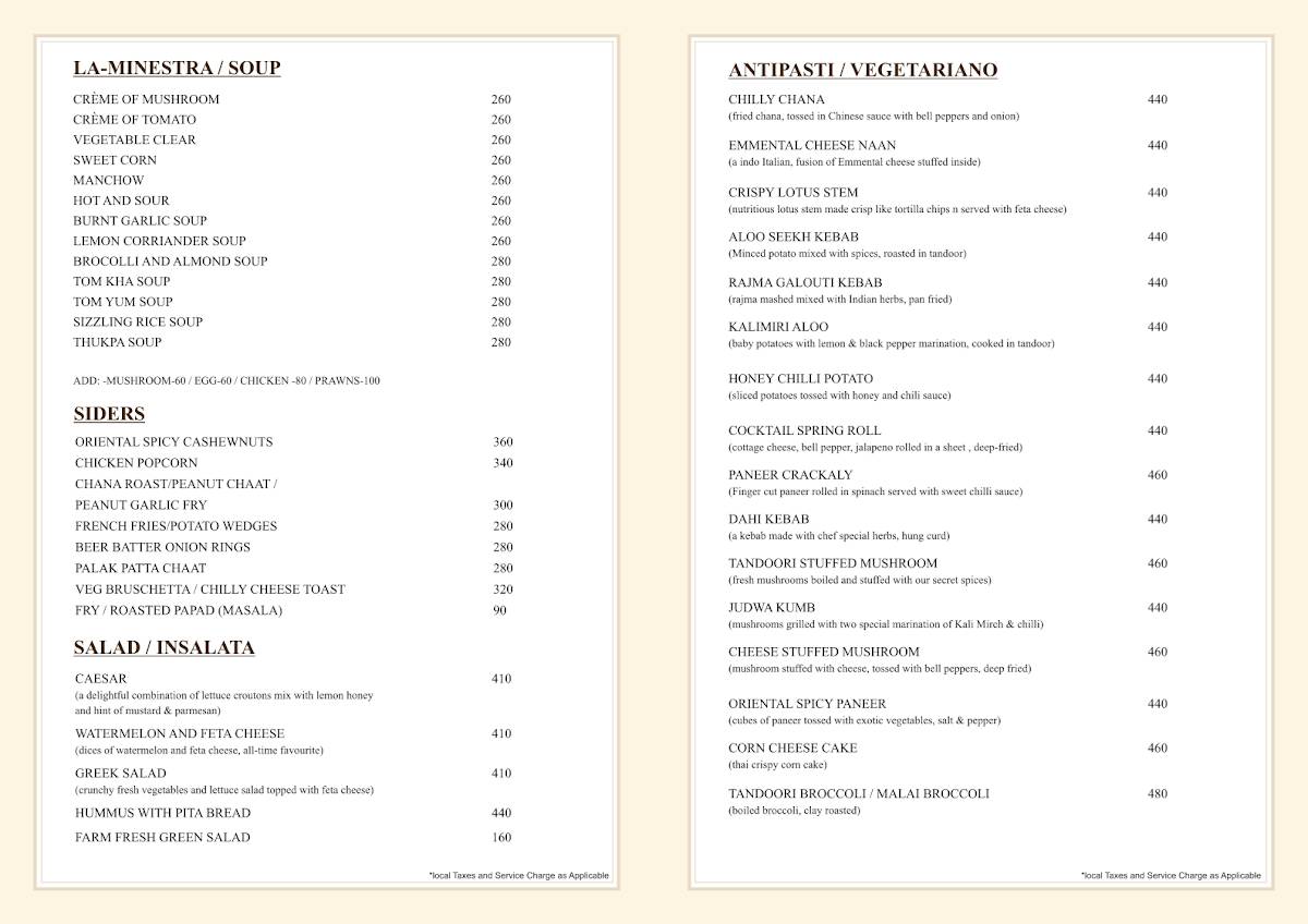 The Eighteen menu