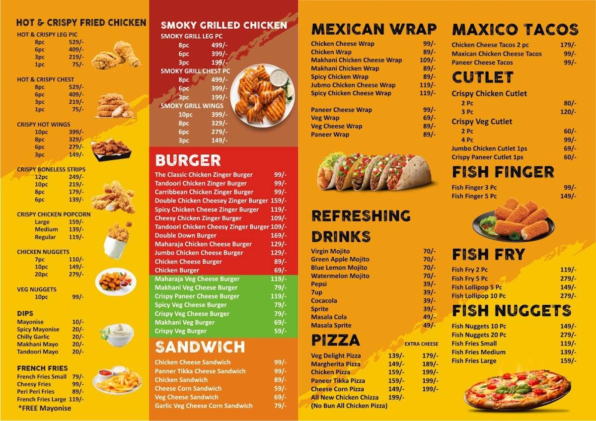 The Fries Factory menu