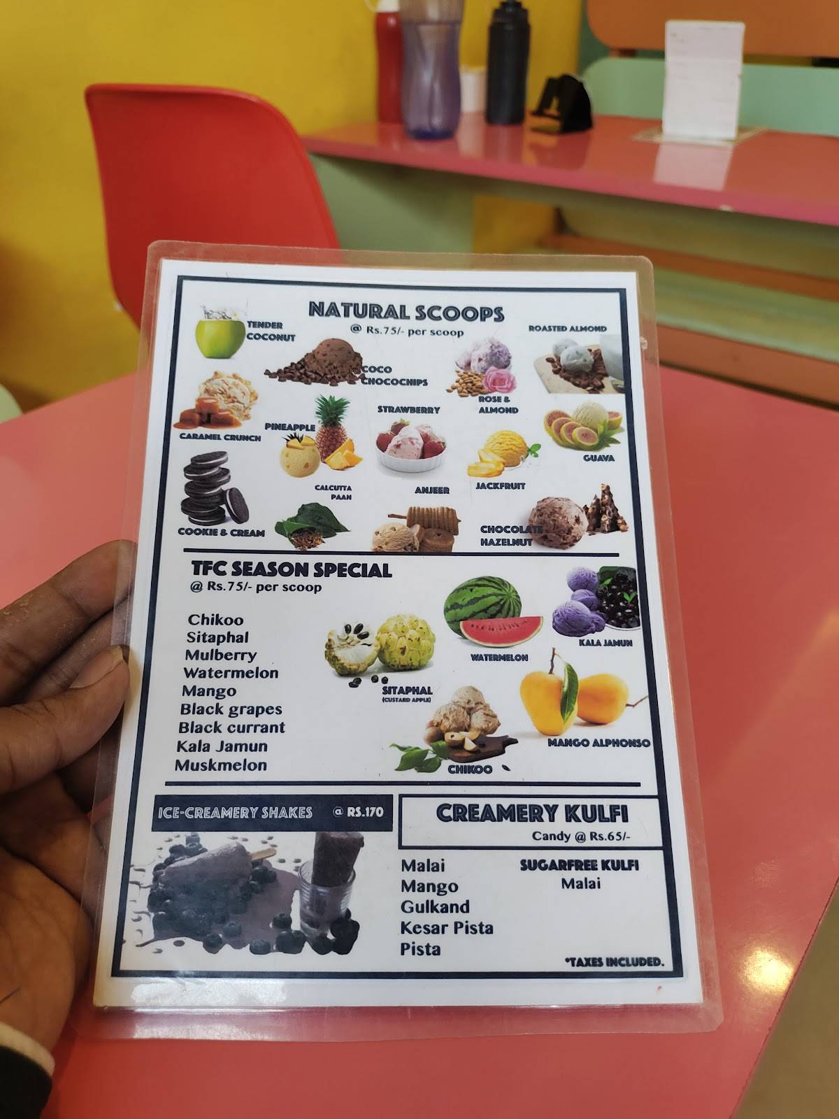 The Fruit Creamery Salem menu