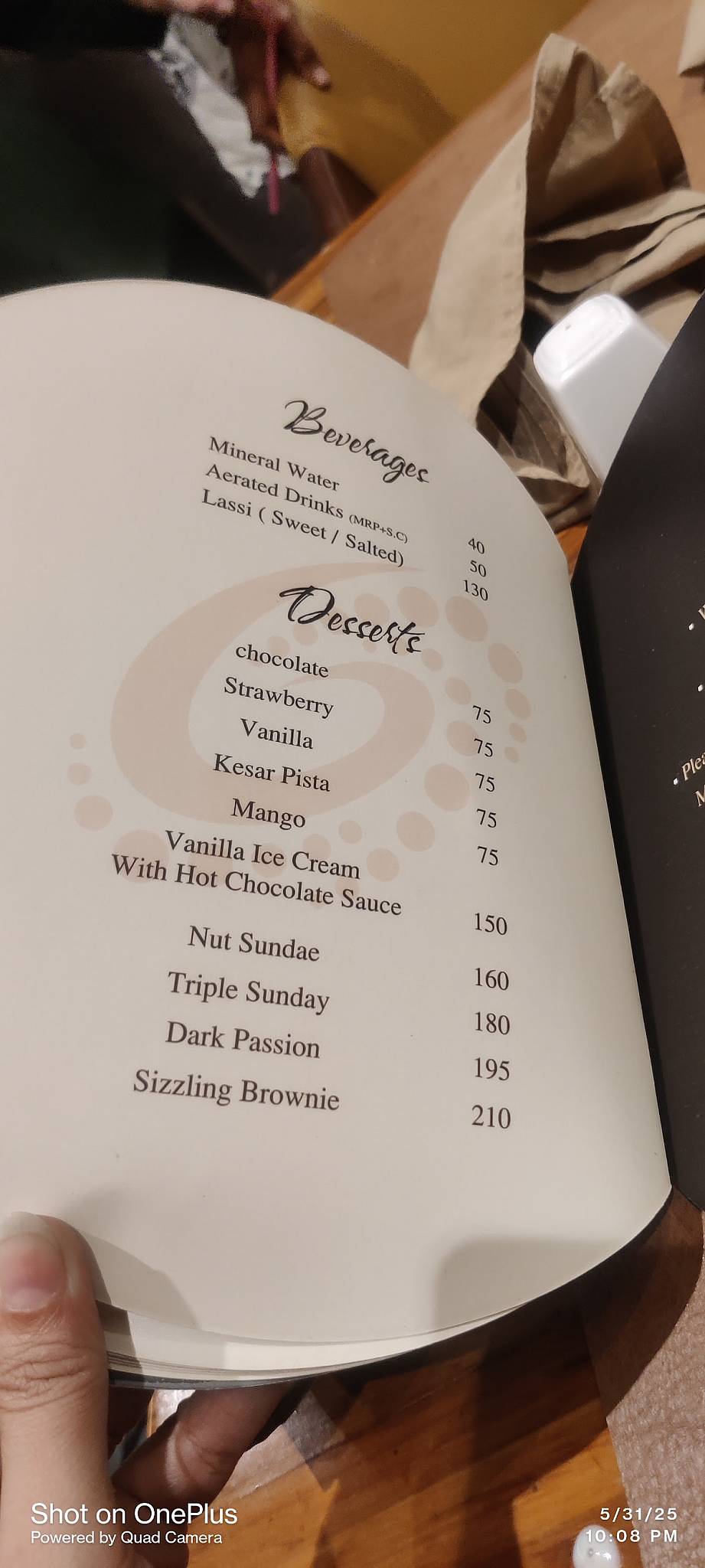 The Galaxy Revolving Restaurant menu