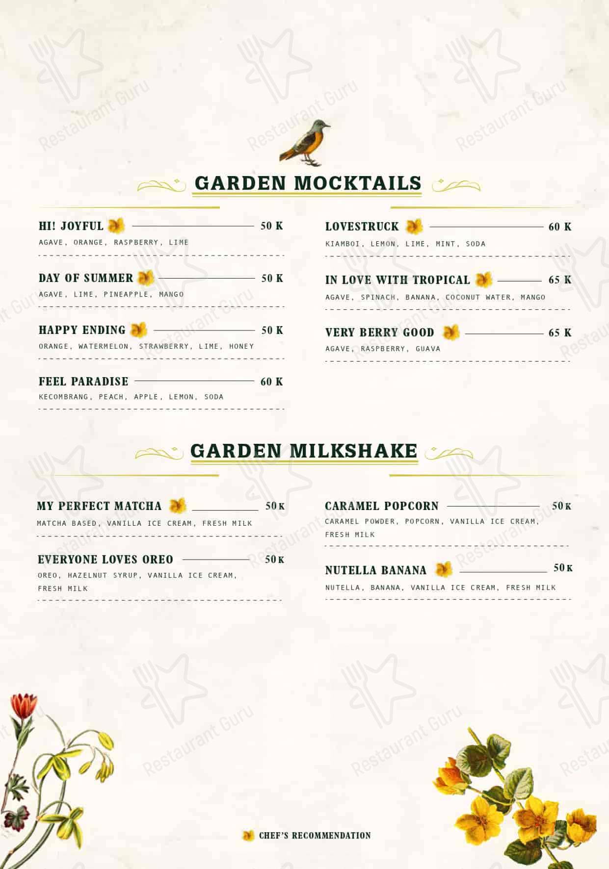 The Garden PIM menu