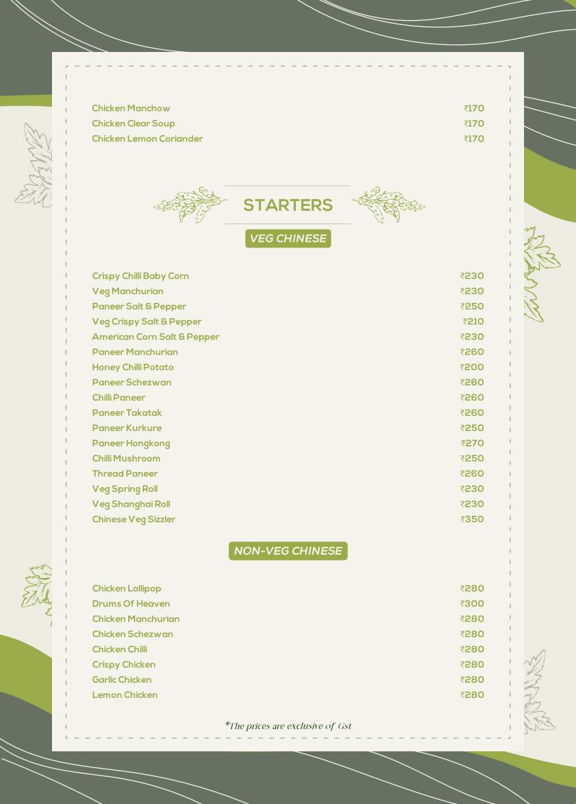 The Garden Kitchen menu